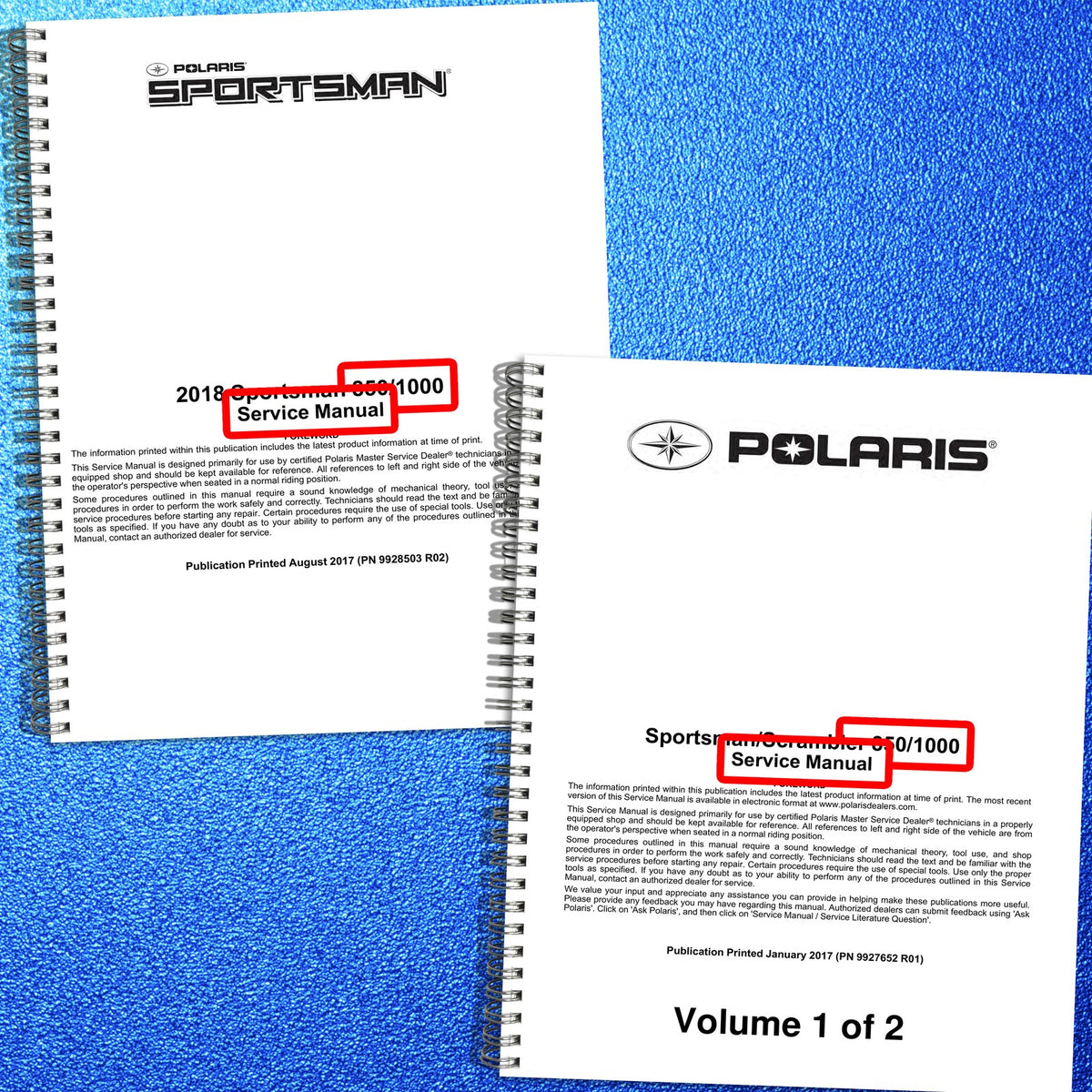 POLARIS Sportsman Scrambler 850 1000 XP Service Manual BUNDLE - WIRE BOUND