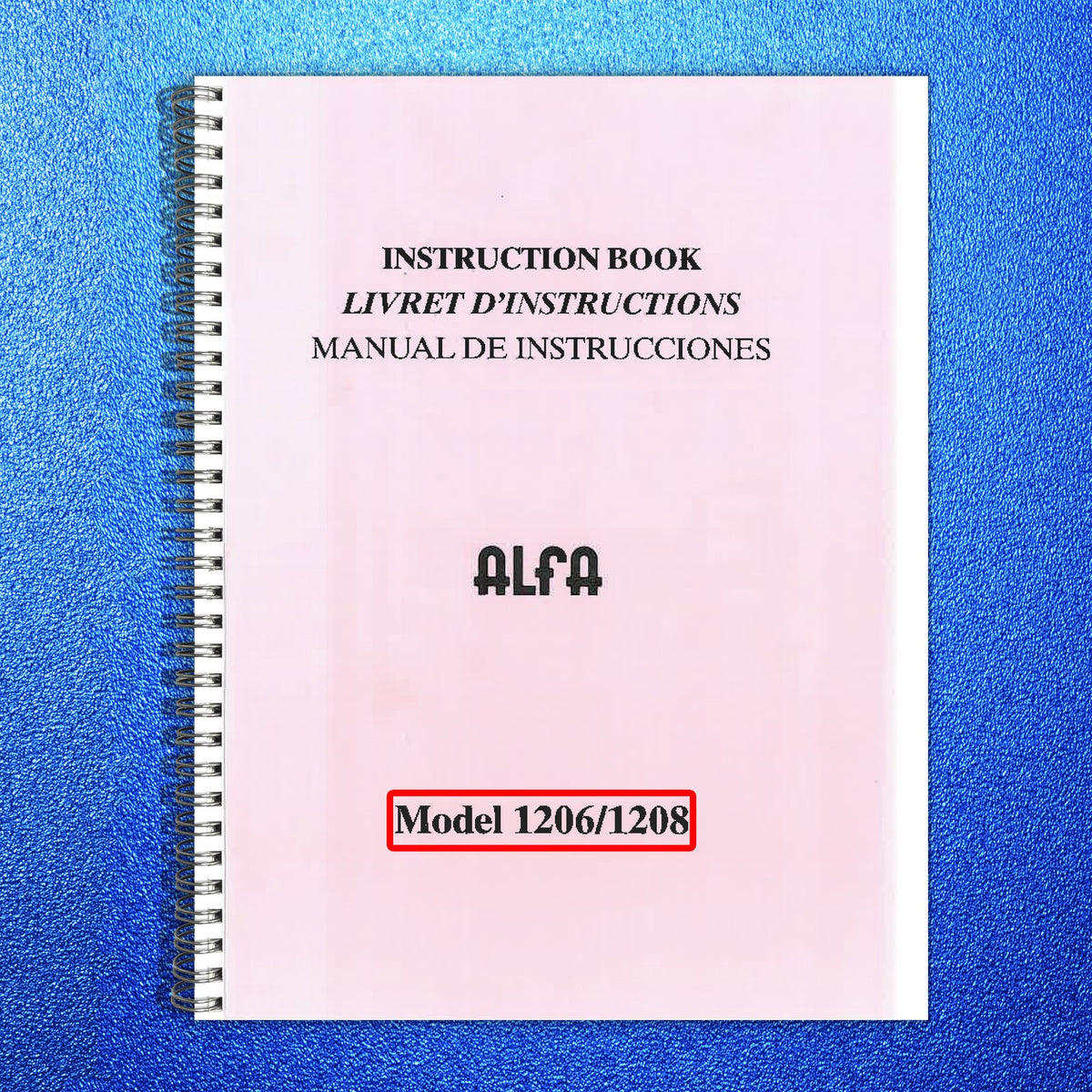 ALFA 1206 1208 Sewing Machine Instruction Book Manual - WIRE BOUND - COVERS