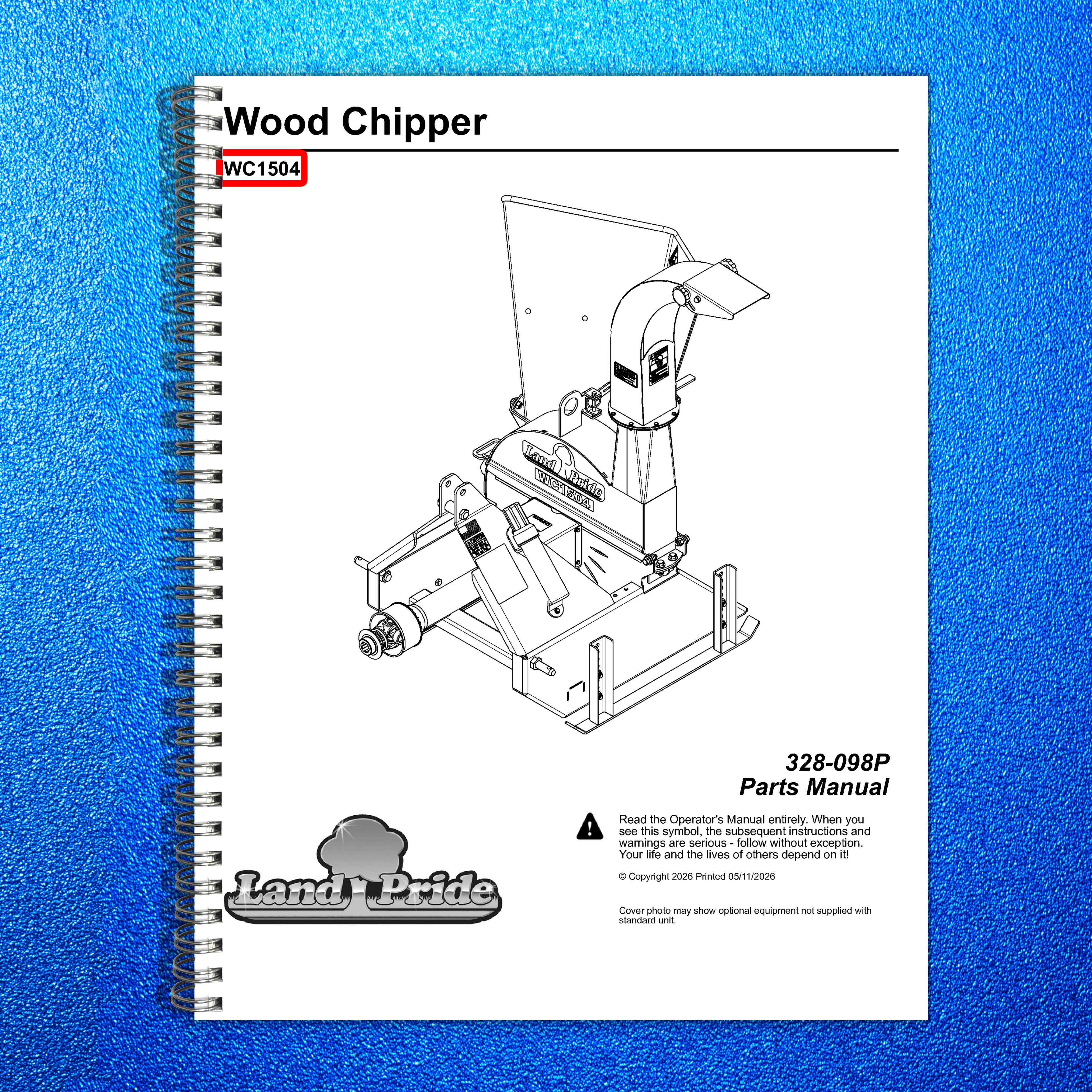 LAND PRIDE WC1504 Wood Chippers Parts Manual 2026 - WIRE BOUND - TOUGH COVERS