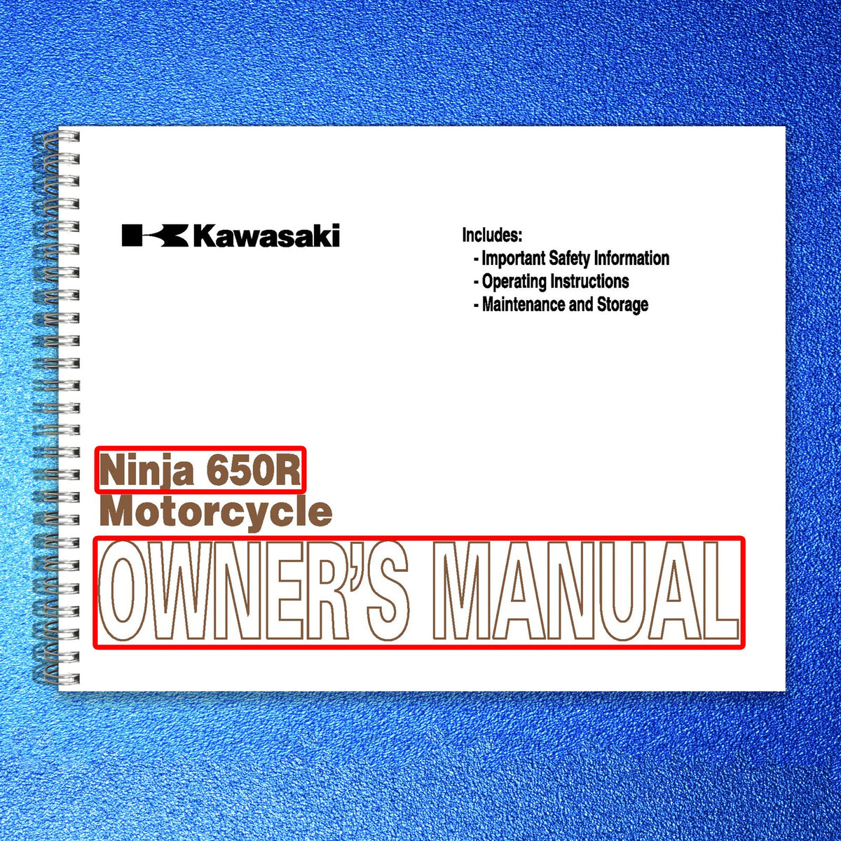 KAWASAKI Ninja 650R Motorcycle Owners Manual 2009 - WIRE BOUND - TOUGH COVERS