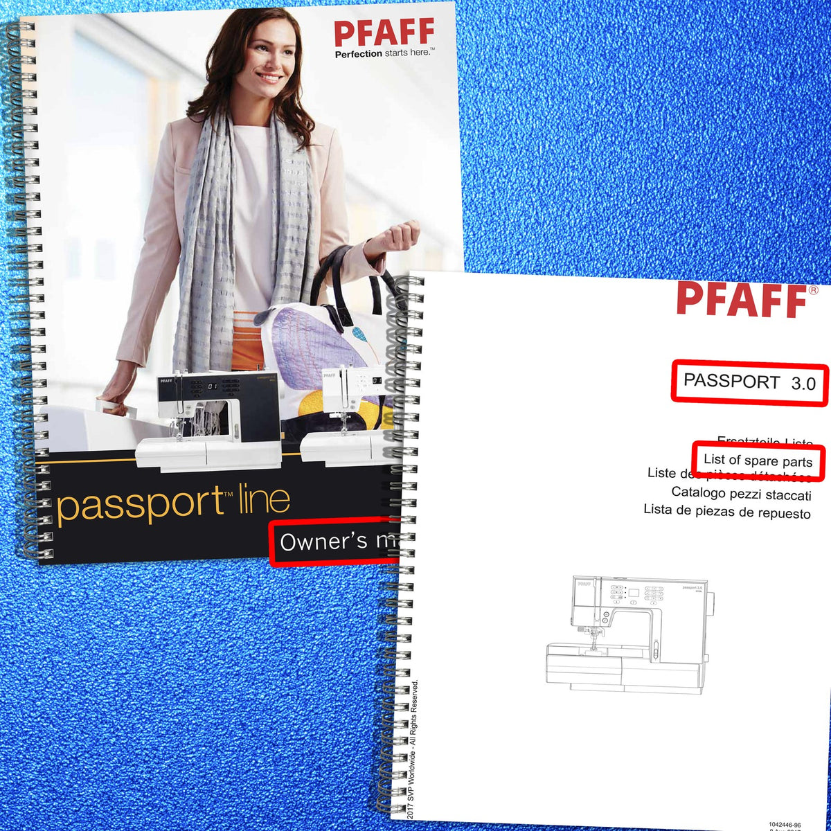 PFAFF Passport 20 30 Operators & Parts Manual BUNDLE - WIRE BOUND - TOUGH COVERS