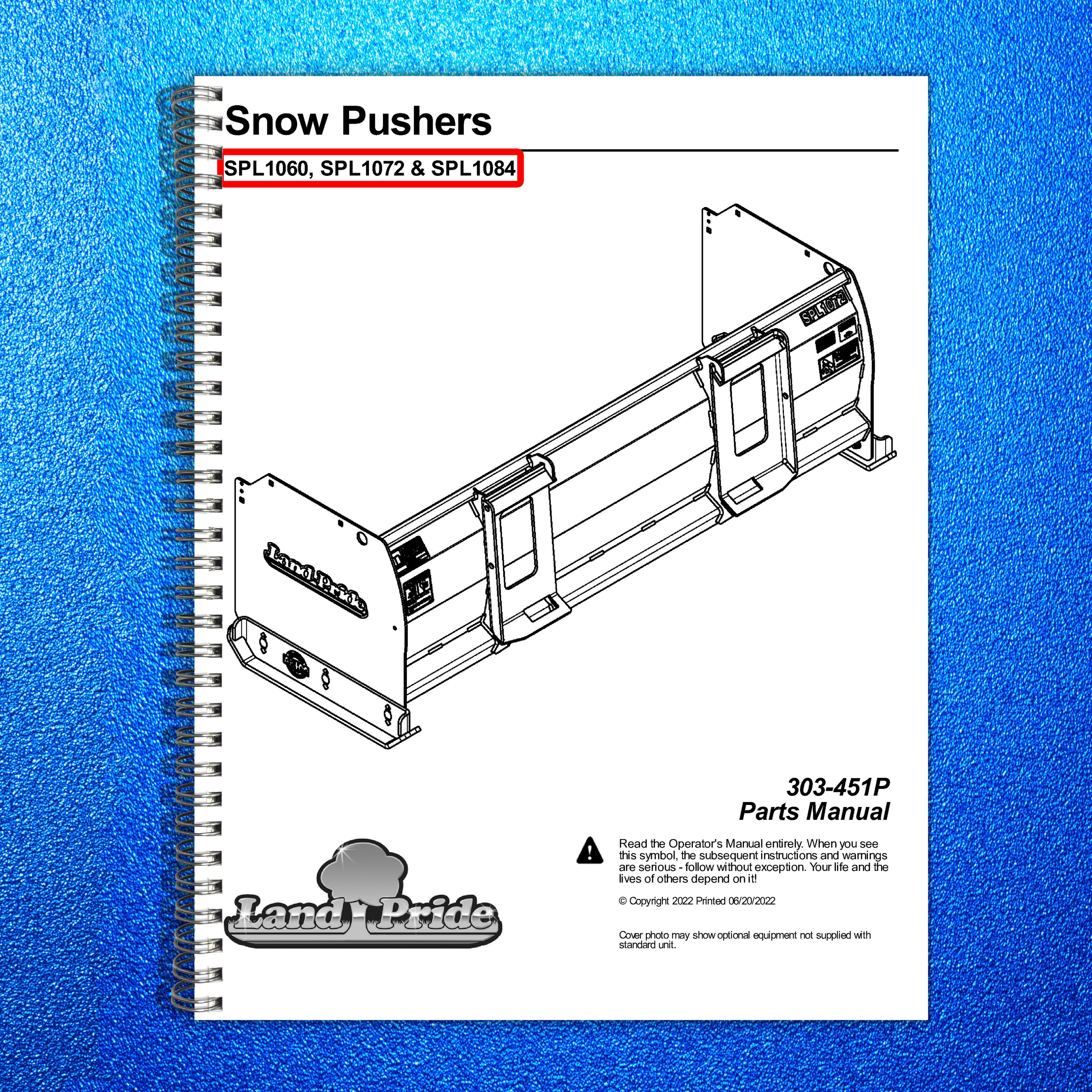 LAND PRIDE SPL10 Series Loader Mount Snow Pushers Parts Manual 2022 - WIRE BOUND