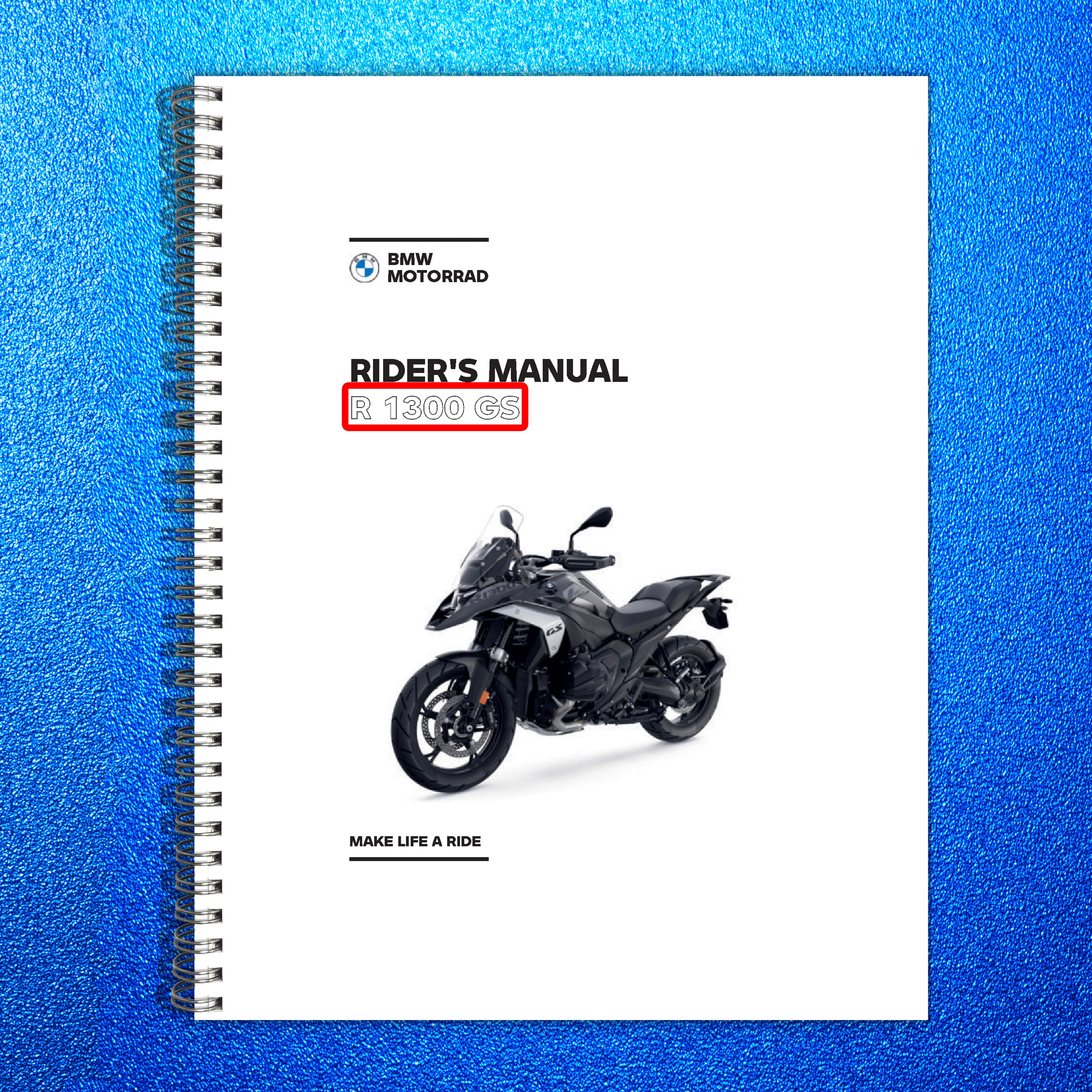 BMW R1300GS Motorcycle Riders Manual - STEEL WIRE BOUND - PROTECTIVE COVERS