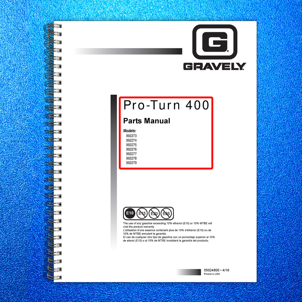 GRAVELY PRO-TURN 452 460 472 PARTS MANUAL - STEEL WIRE BOUND - PROTECTIVE COVERS