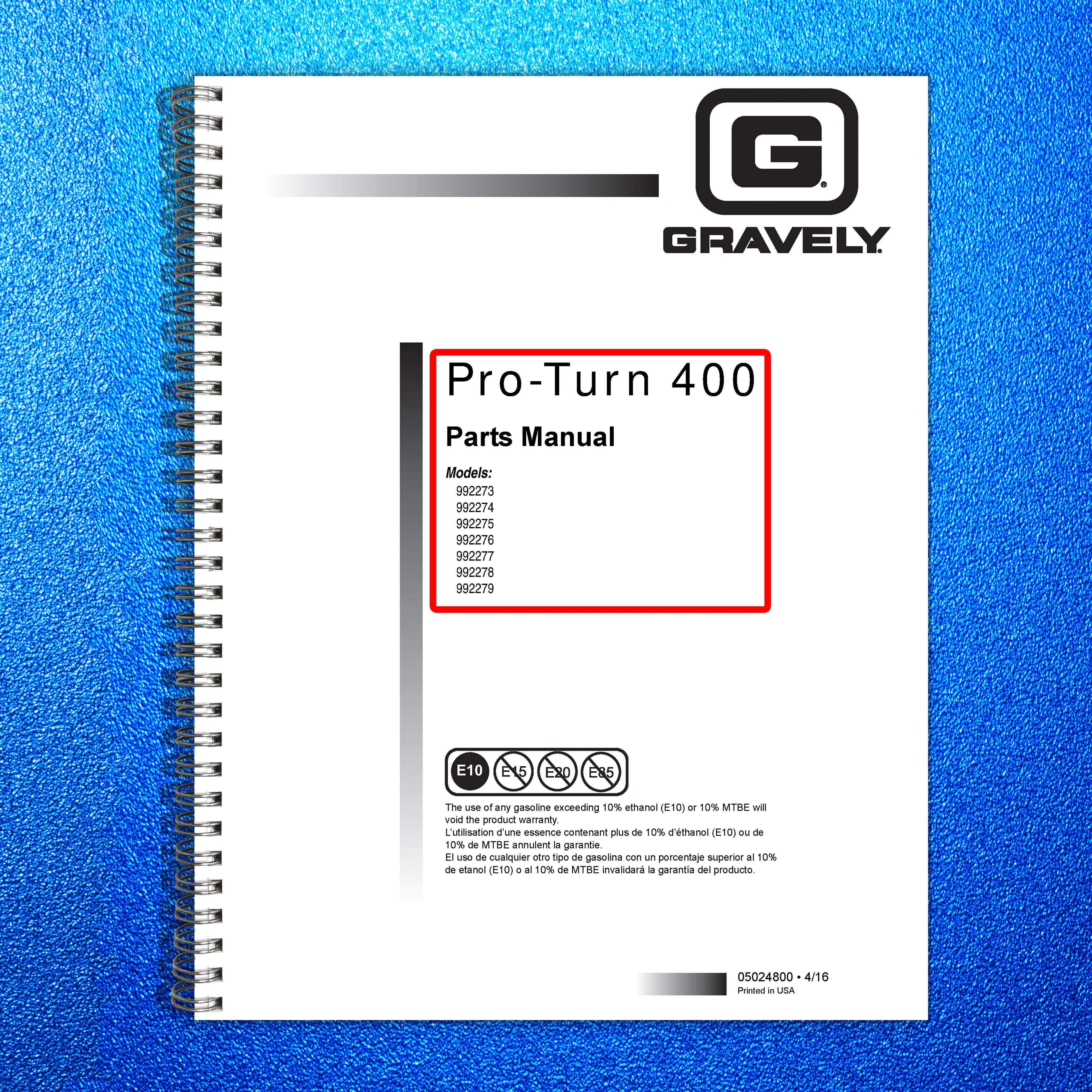 GRAVELY PRO-TURN 452 460 472 PARTS MANUAL - STEEL WIRE BOUND - PROTECTIVE COVERS