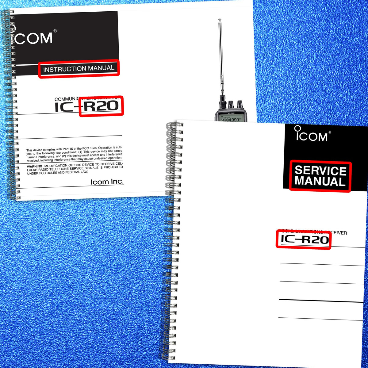 ICOM IC-R20 Receiver Operators & Service Manual BUNDLE - WIRE BOUND - COVERS