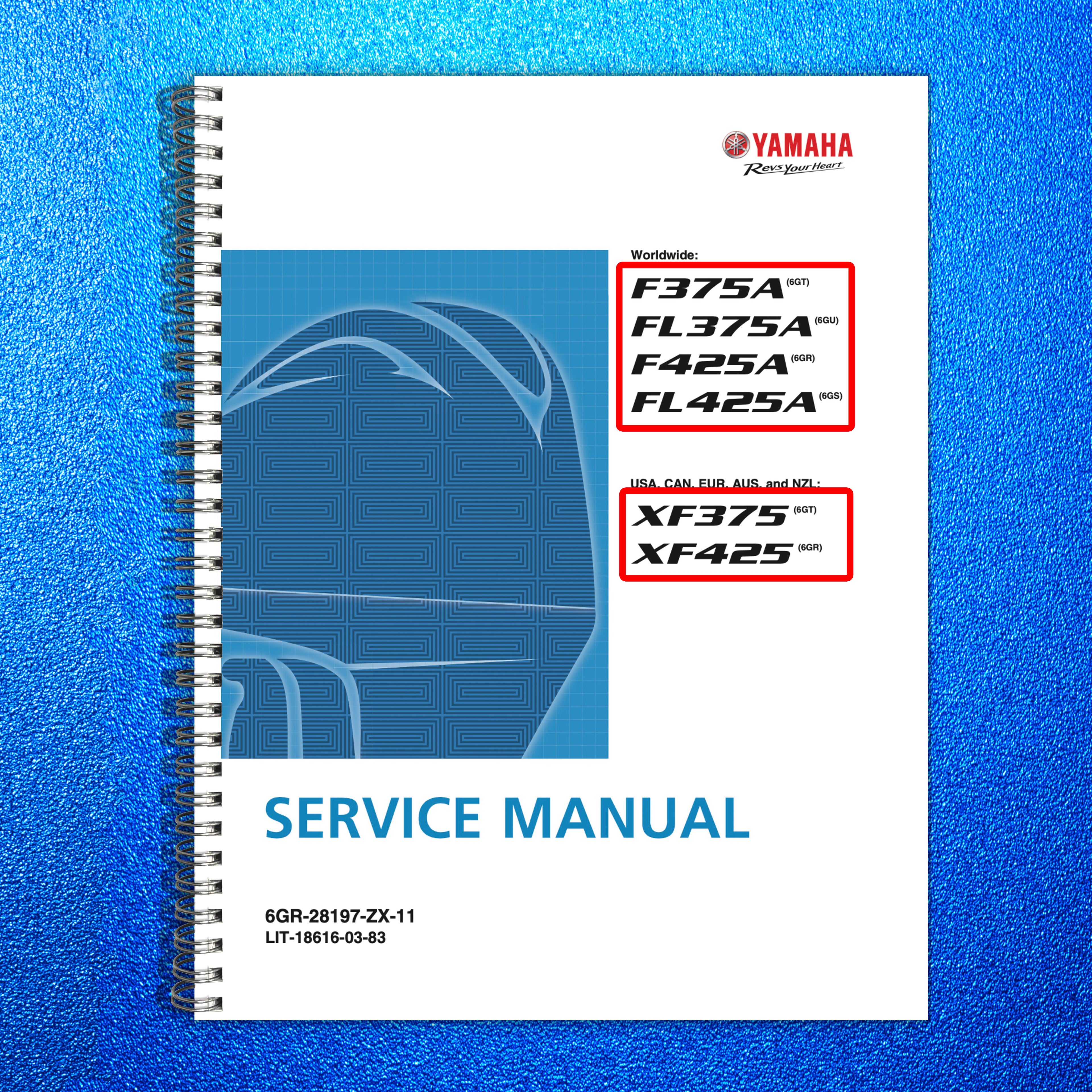 YAMAHA F425A F375A FL375A FL425A XF375 XF425 SERVICE MANUAL - TOUGH COVERS