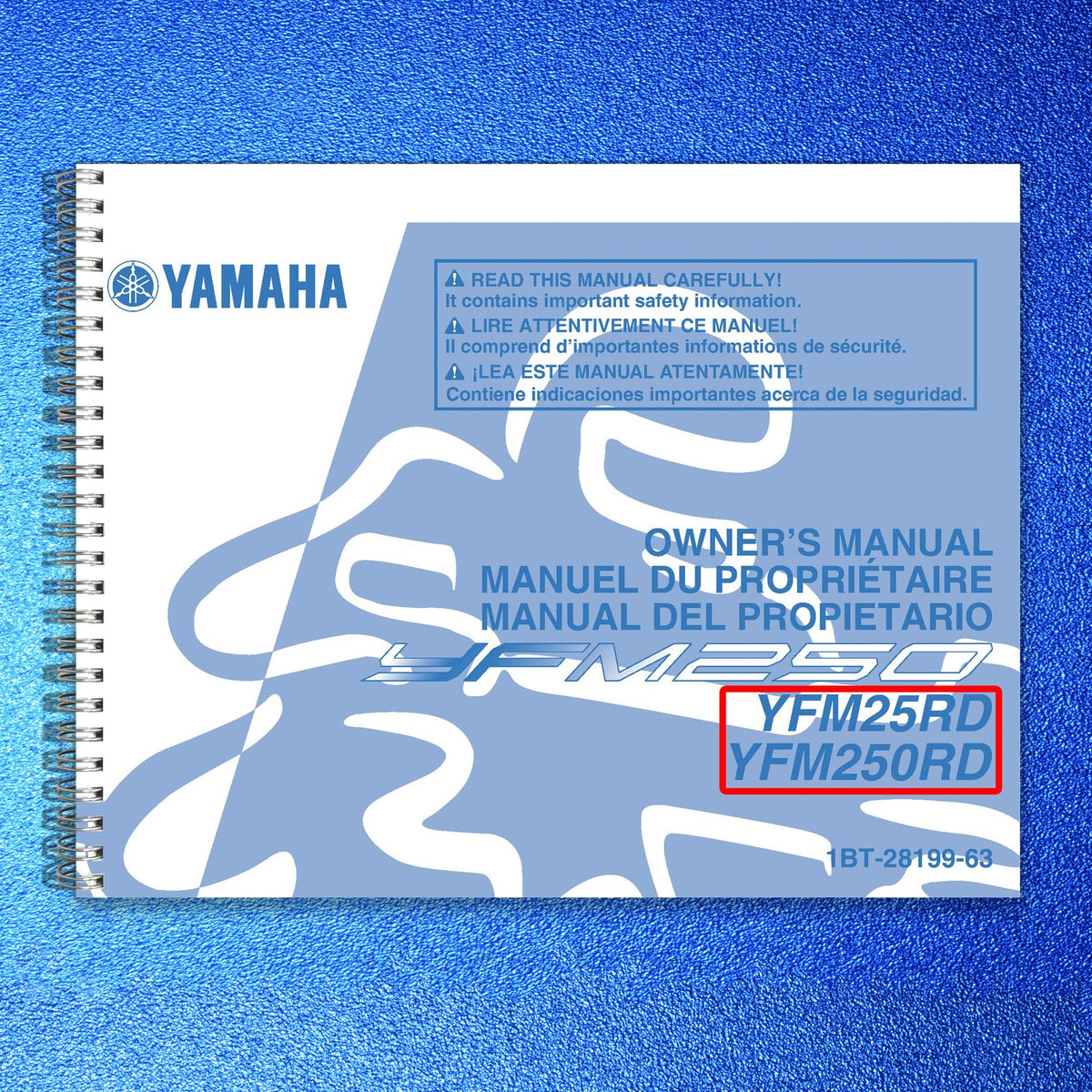 YAMAHA YFM25R YFM250R ATV Owners Manual 2013 - STEEL WIRE BOUND - TOUGH COVERS