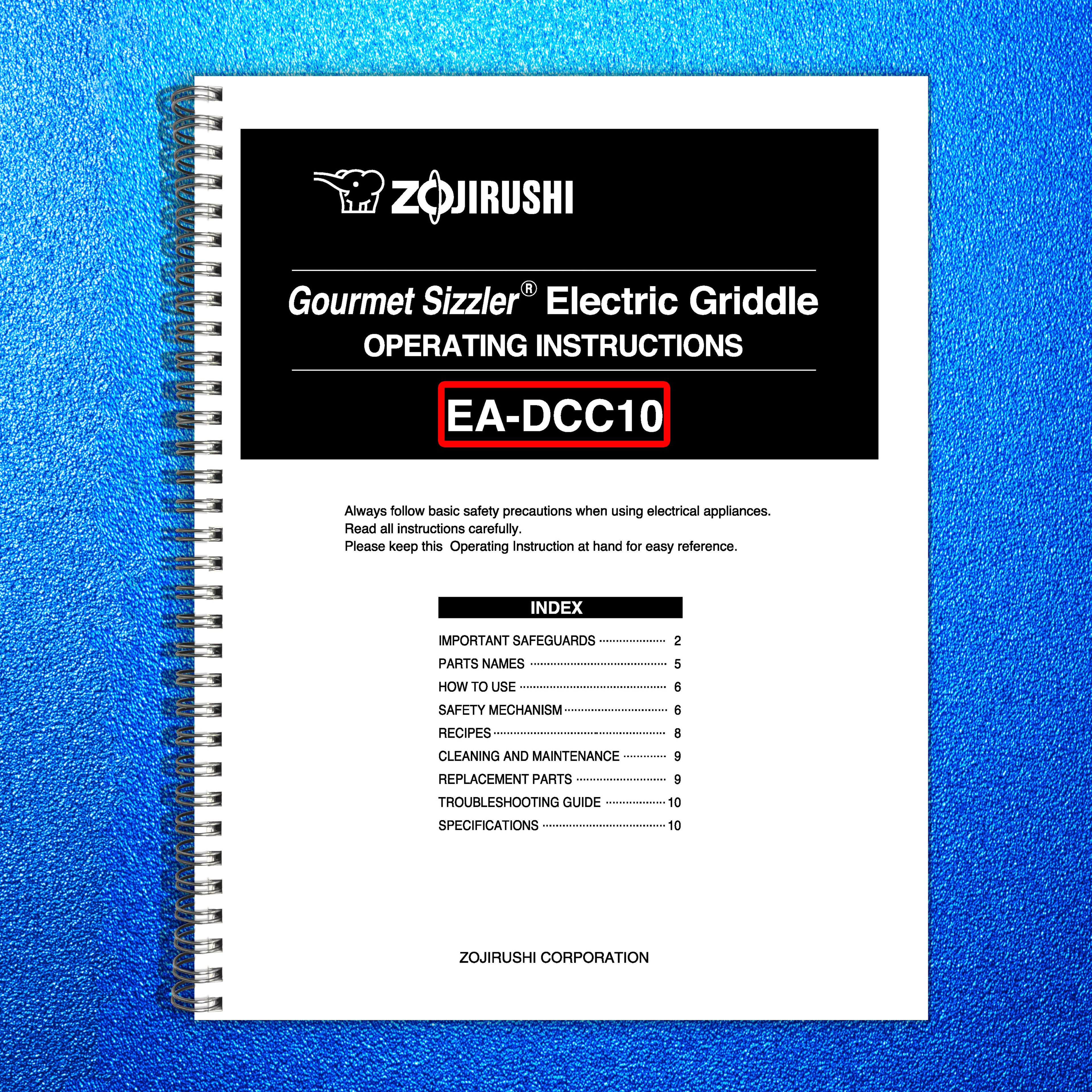 ZOJIRUSHI EA-DCC10 Gourmet Sizzler Electric Operating Instructions Manual