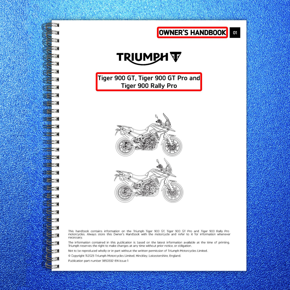 TRIUMPH Tiger 900 GT GT Pro Rally Pro Owners Handbook Manual 2024 On - BOUND