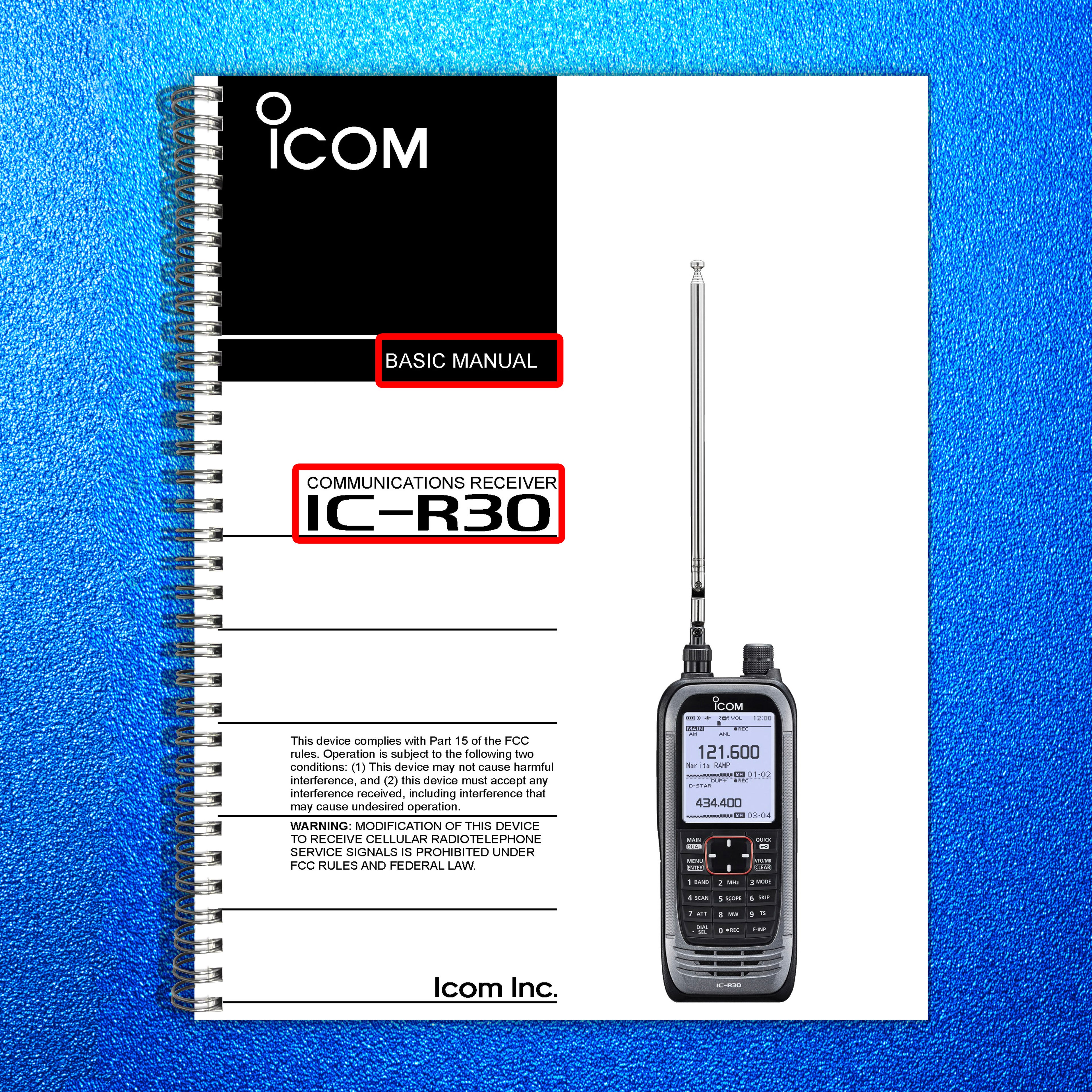 ICOM IC-R30 RECEIVER BASIC MANUAL - STEEL WIRE BOUND - PROTECTIVE COVERS