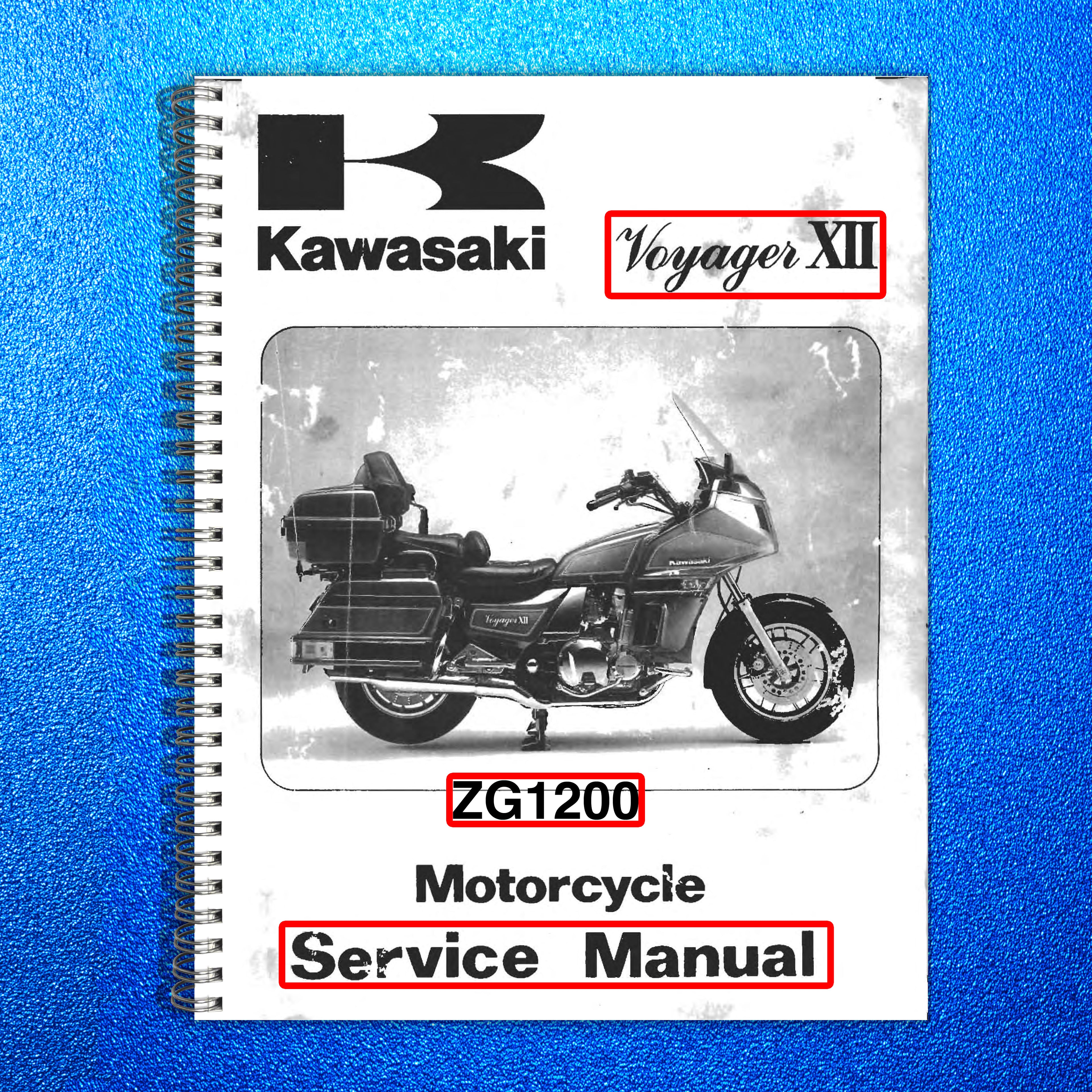 KAWASAKI ZG1200 Motorcycle Service Manual - STEEL WIRE BOUND - PROTECTIVE COVERS