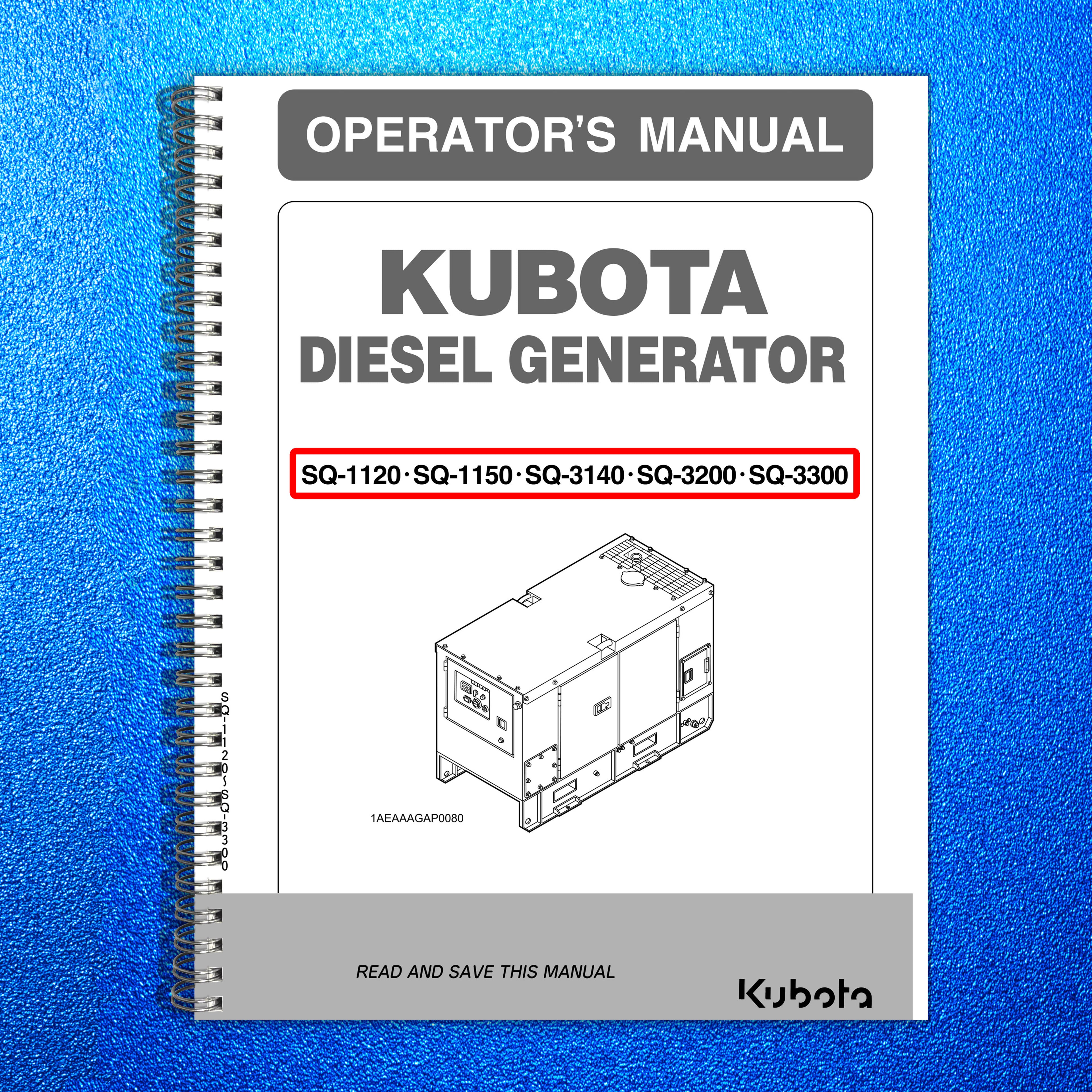 KUBOTA SQ Series Diesel Generator Operators Manual - BOUND - COVERS - FOLDOUTS