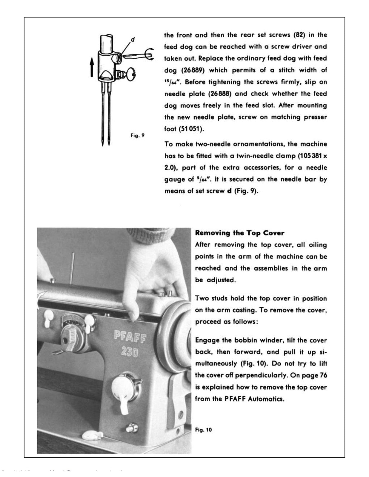 PFAFF 230 332 Sewing Machine Service & Operators Manual BUNDLE - WIRE BOUND