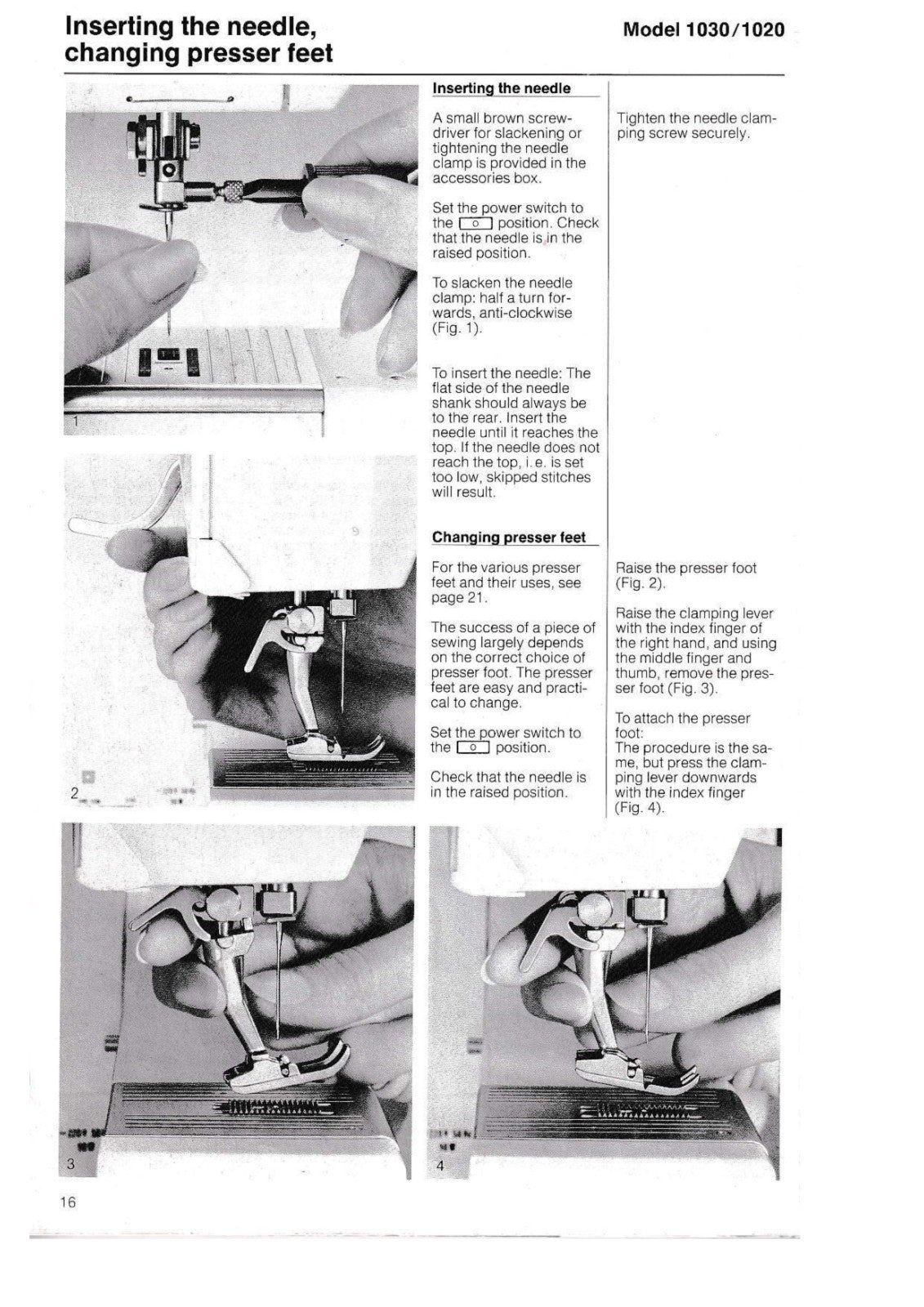 BERNINA 1020-1030 Sewing Machine User Manual In COLOR, TOUGH COVERS, WIRE BOUND