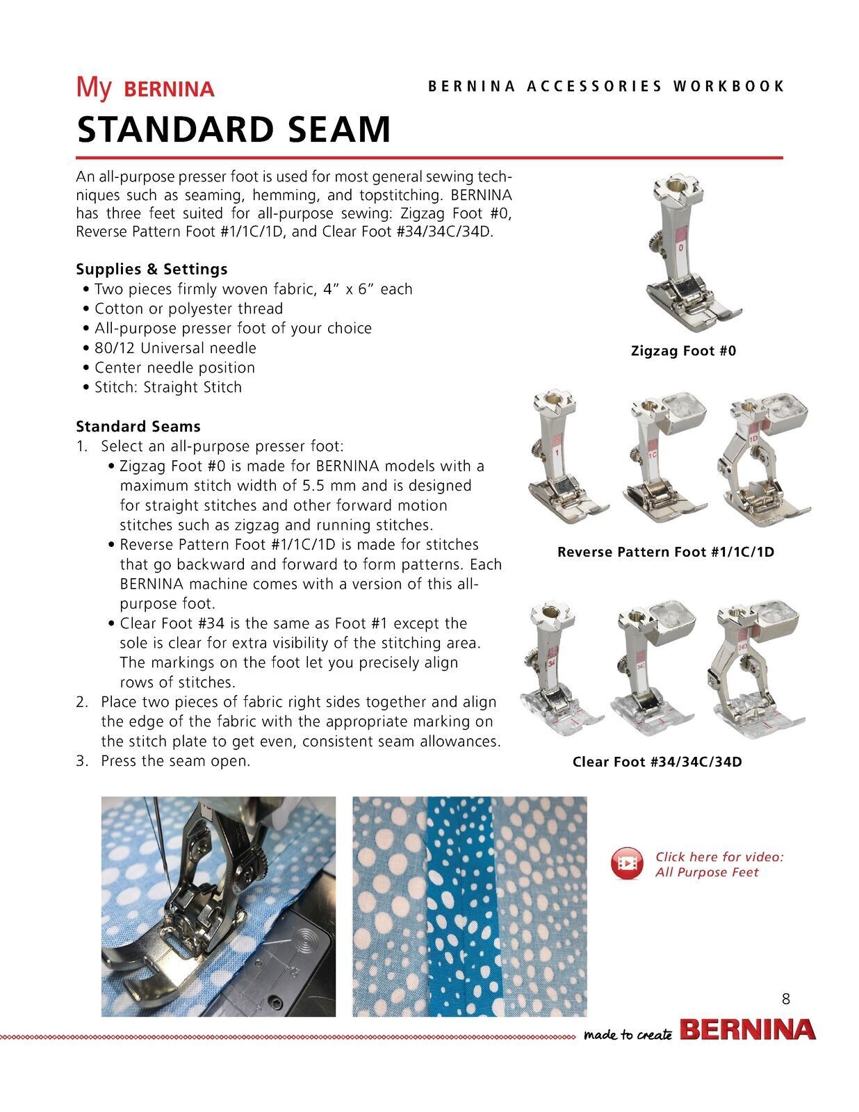 BERNINA Mastery Workbook Set Embroidery, Sewing, Presser Feet 880 790 770 500...