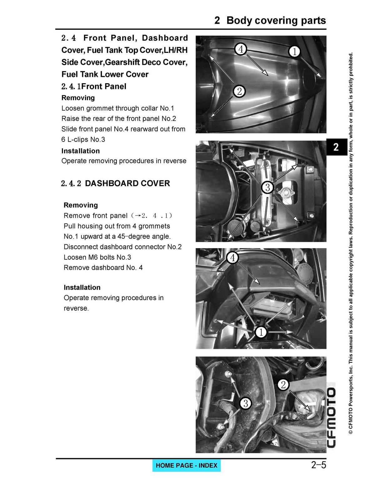 CFMOTO CForce 400 CF400AU Service Manual 2021 - STEEL WIRE BOUND - TOUGH COVERS