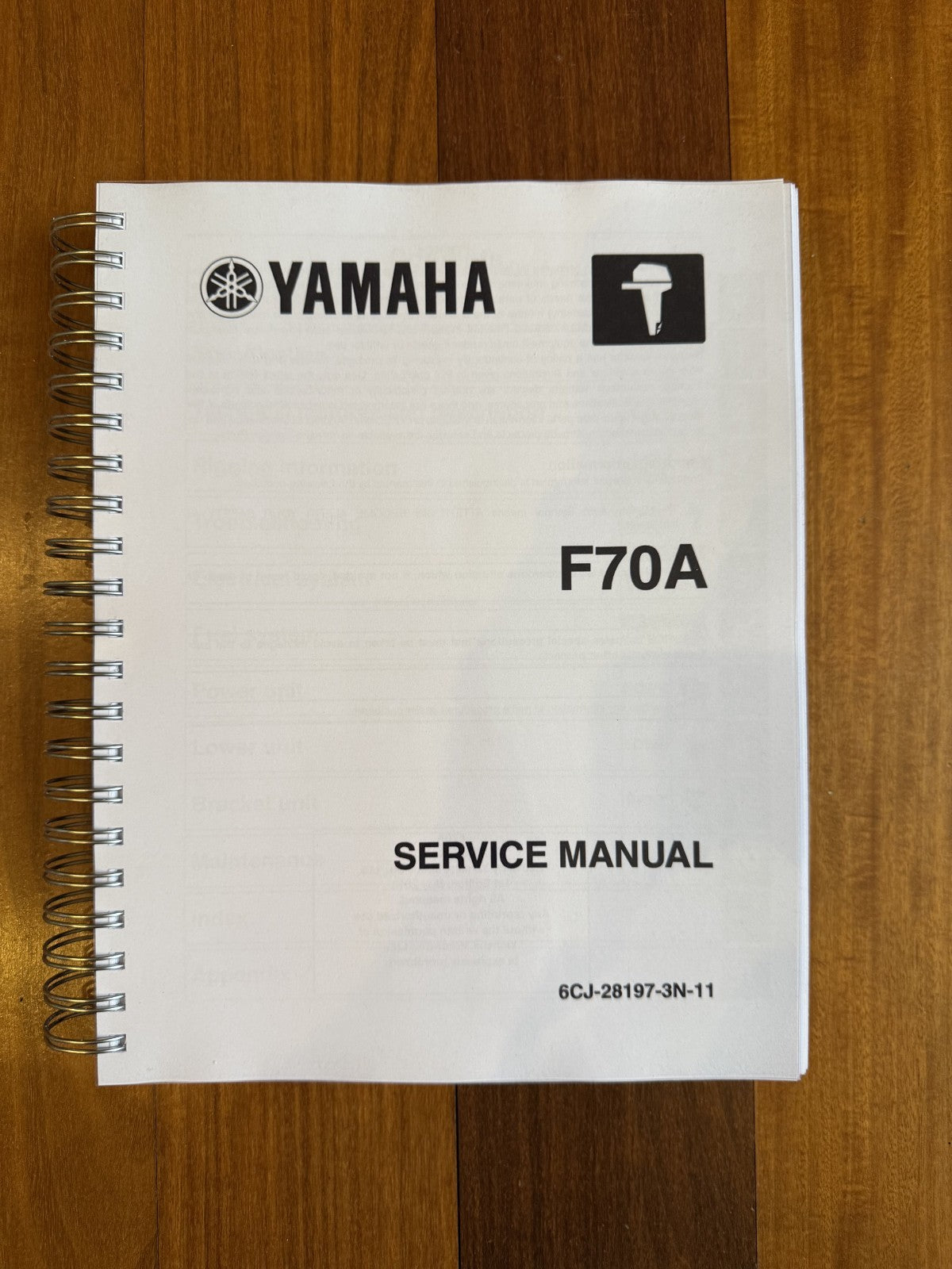 YAMAHA F70A OUTBOARD ENGINE SERVICE MANUAL WIRE BOUND, TOUGH COVERS, XL FOLDOUTS