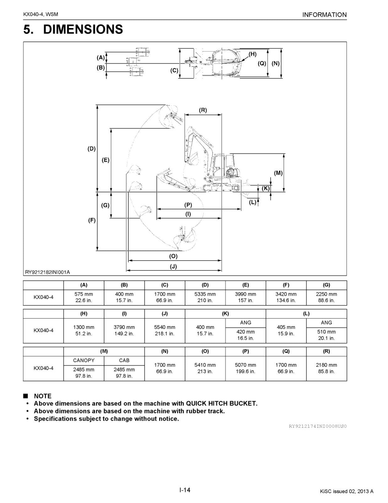 KUBOTA KX040-4 Excavator Workshop Manual 2013 - BOUND - COVERS - XL FOLDOUTS