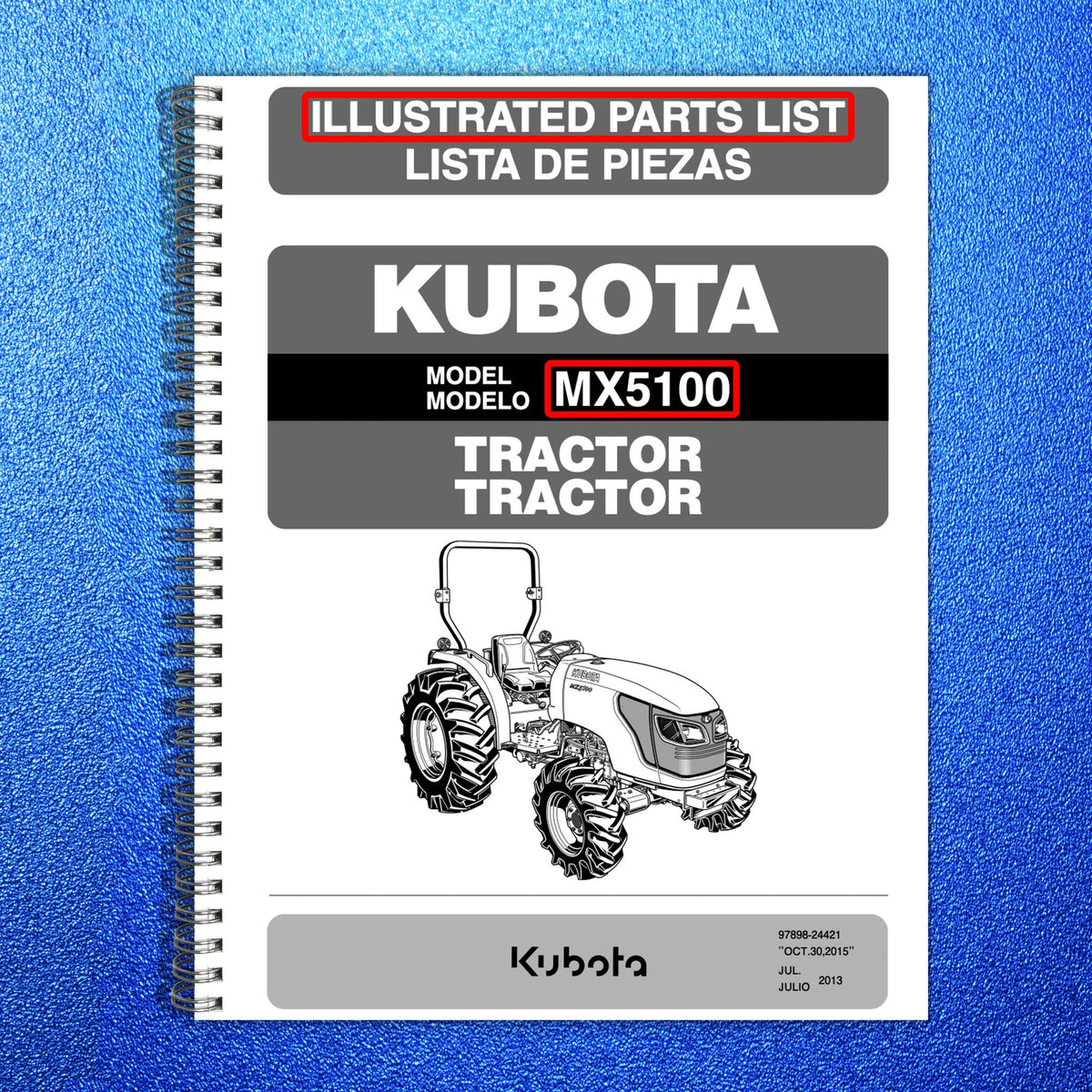 KUBOTA MX4700 MX5100 Workshop Operators & Parts Manual BUNDLE - WIRE BOUND