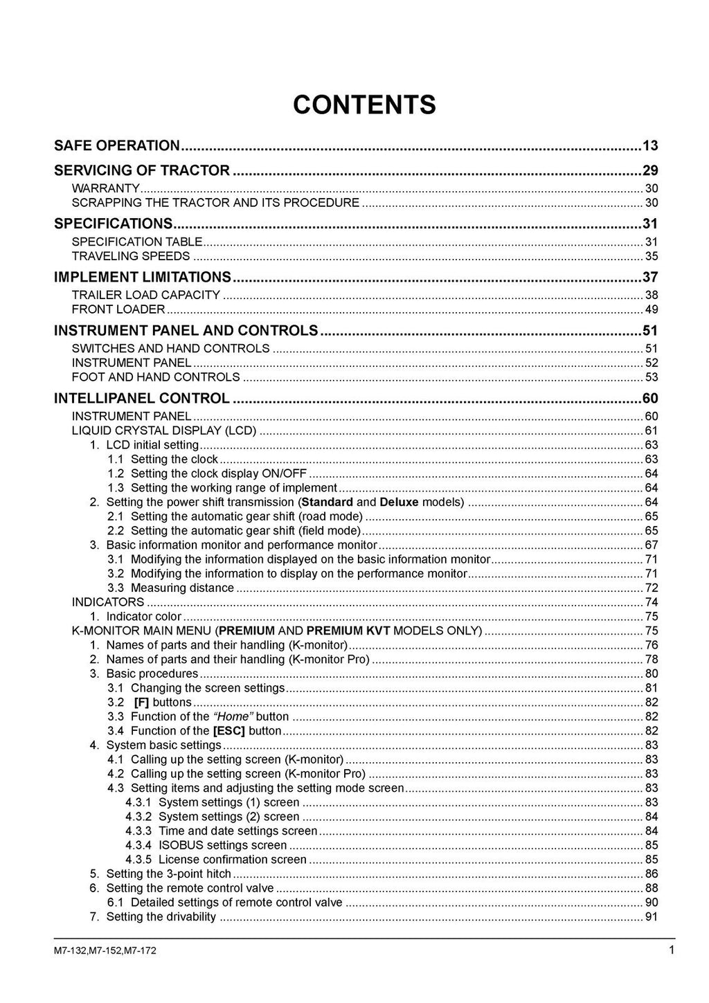 KUBOTA M7132 M7152 M7172 TRACTOR OPERATORS MANUAL - WIRE BOUND - TOUGH COVERS