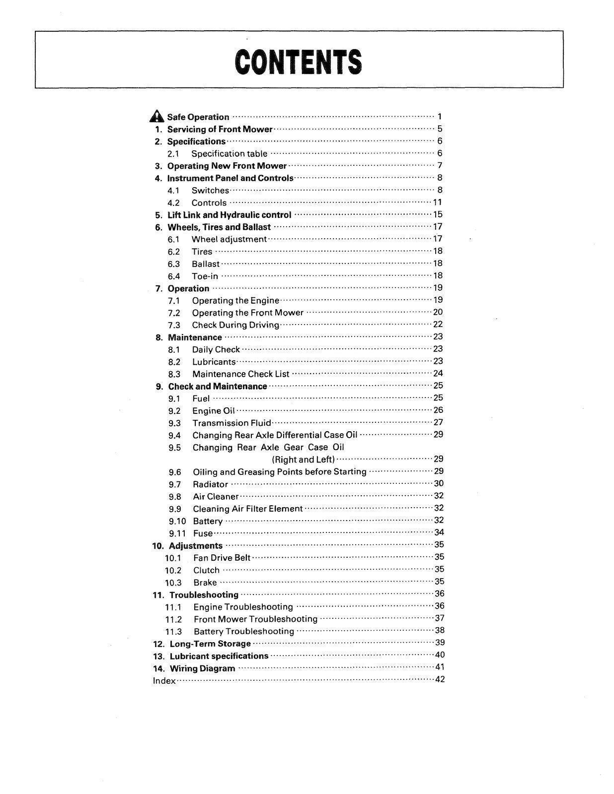 KUBOTA F2000 FRONT MOWER OPERATORS MANUAL - STEEL WIRE BOUND - PROTECTIVE COVERS