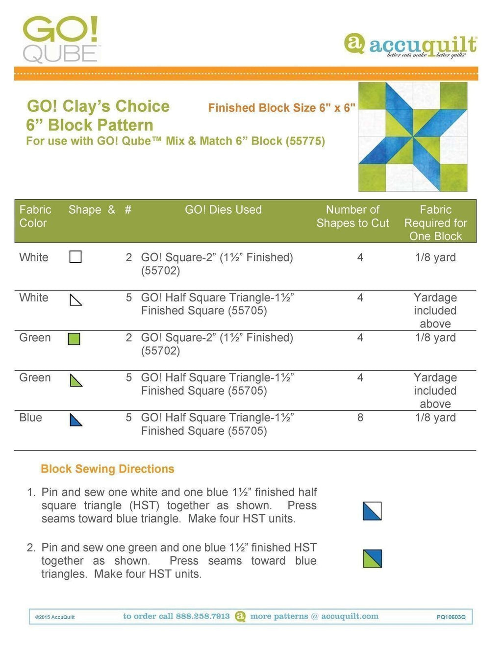 AccuQuilt Go! Qube Manual 6" 3-in-1: BLOCK, CORNERS & ANGLES, 431 PG, Wire Bound