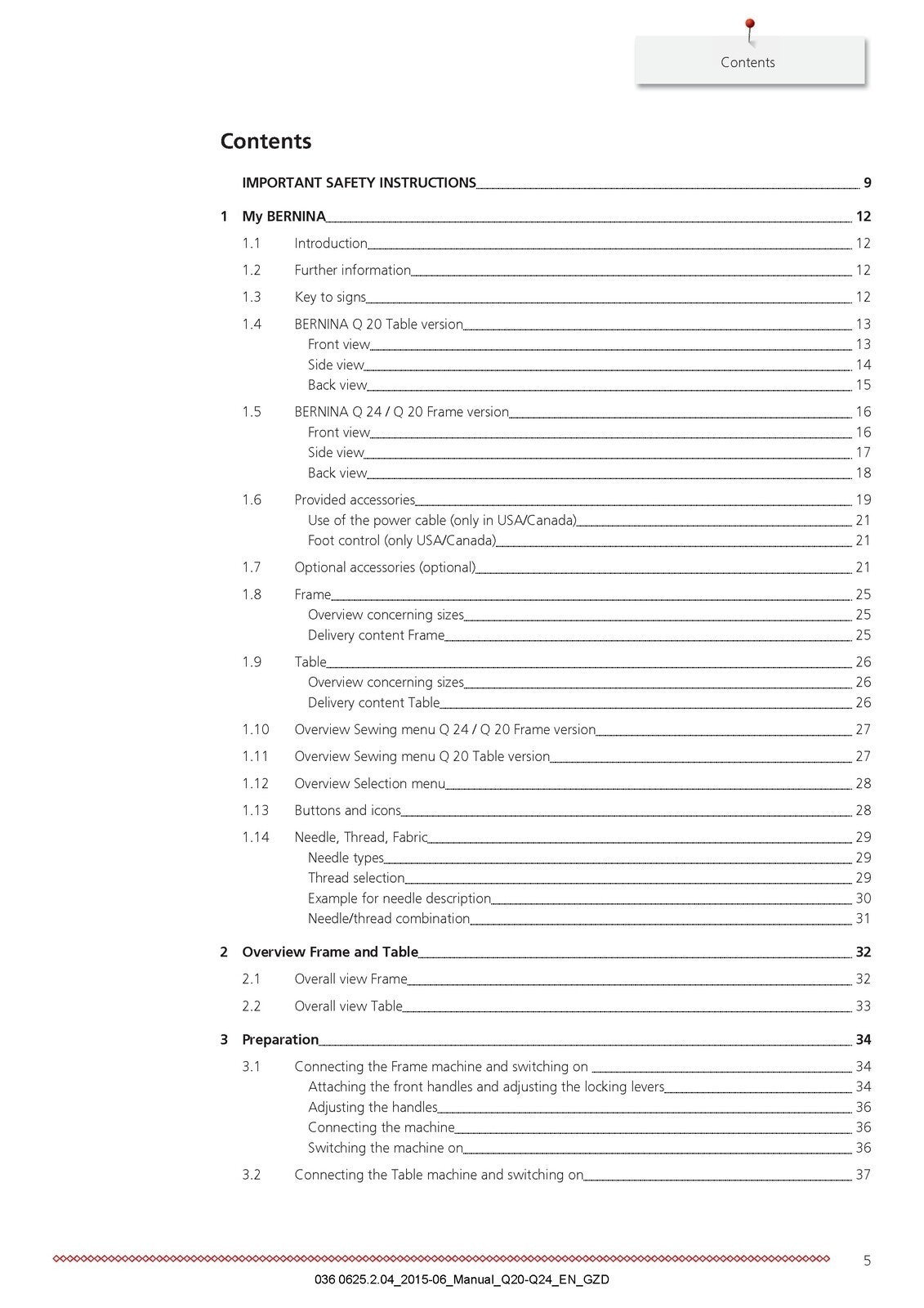BERNINA Q 24 Q 20 Q24 Q20 User Manual - STEEL WIRE BOUND - PROTECTIVE COVERS