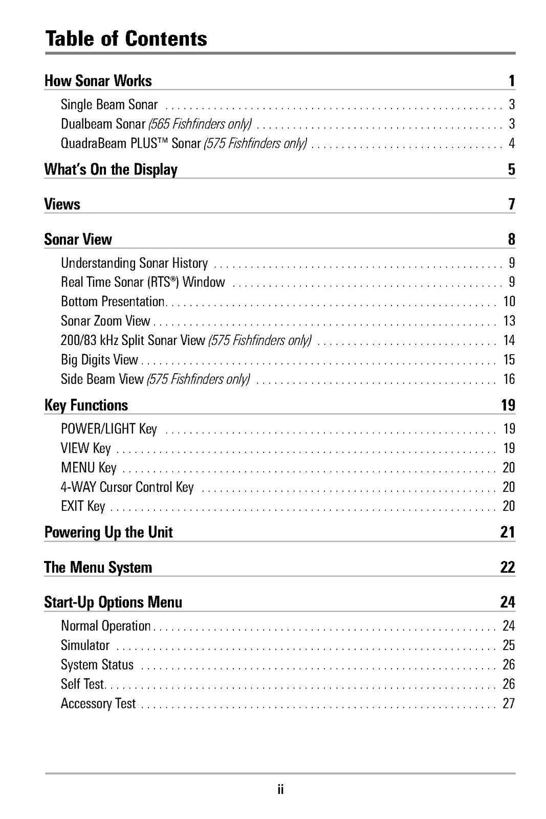 Humminbird 525 515 535 565 575 Operation User Manual - TOUGH WIRE BINDING