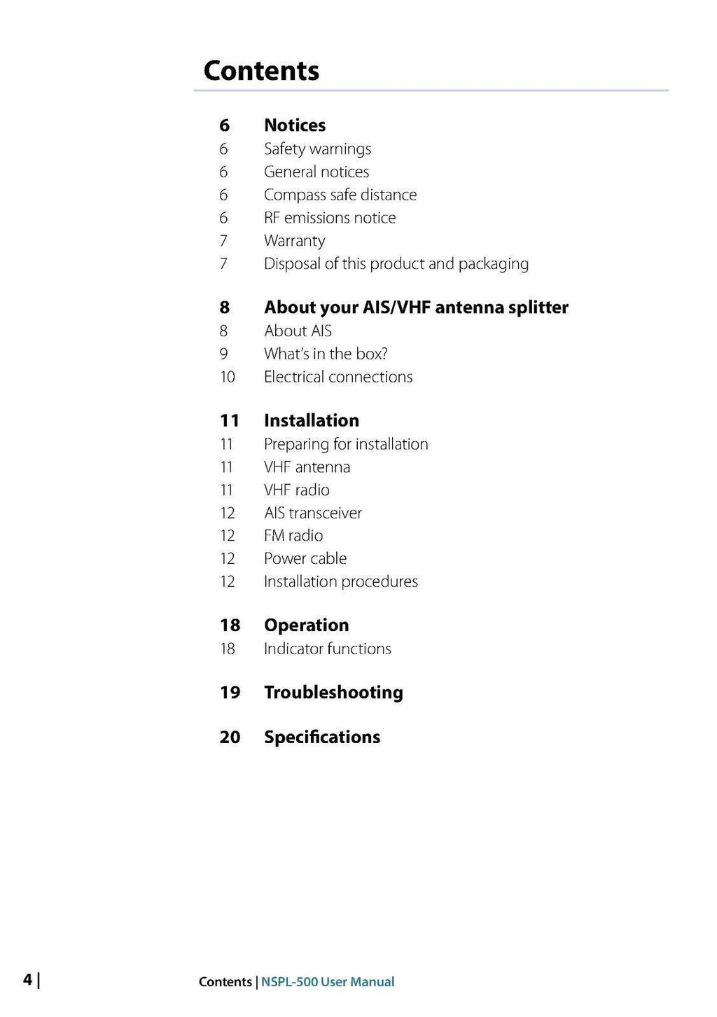 LOWRANCE NSPL-500 AIS/VHF Antenna Splitter User Manual - TOUGH WIRE BINDING
