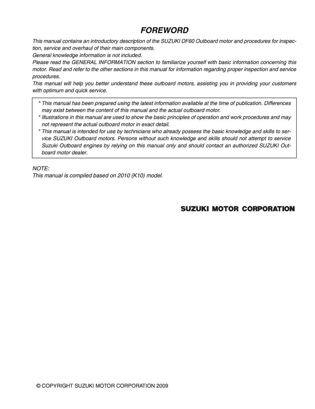 SUZUKI DF60A OUTBOARD MOTOR 2010-2015 SERVICE MANUAL- WIRE BOUND - TOUGH COVERS