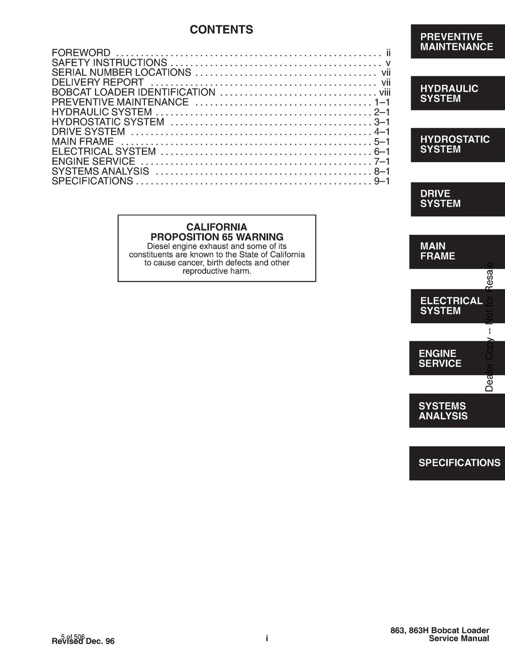 BOBCAT 863 & 863 HIGH FLOW SERVICE MANUAL - WIRE BOUND - COVERS - HUGE FOLDOUTS!