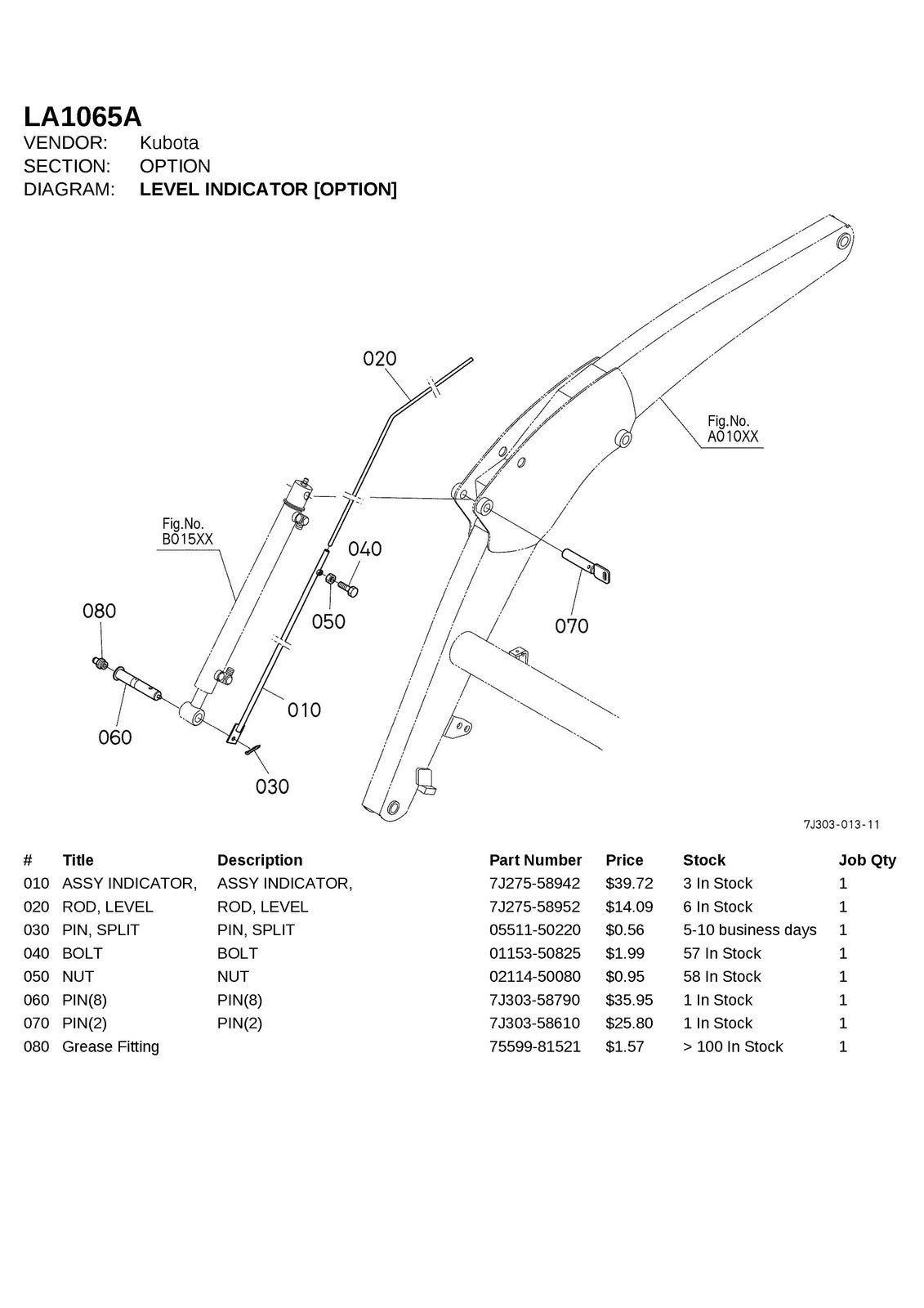 KUBOTA LA1065A FRONT LOADER ILLUSTRATED PARTS LIST MANUAL - WIRE BOUND - COVERS
