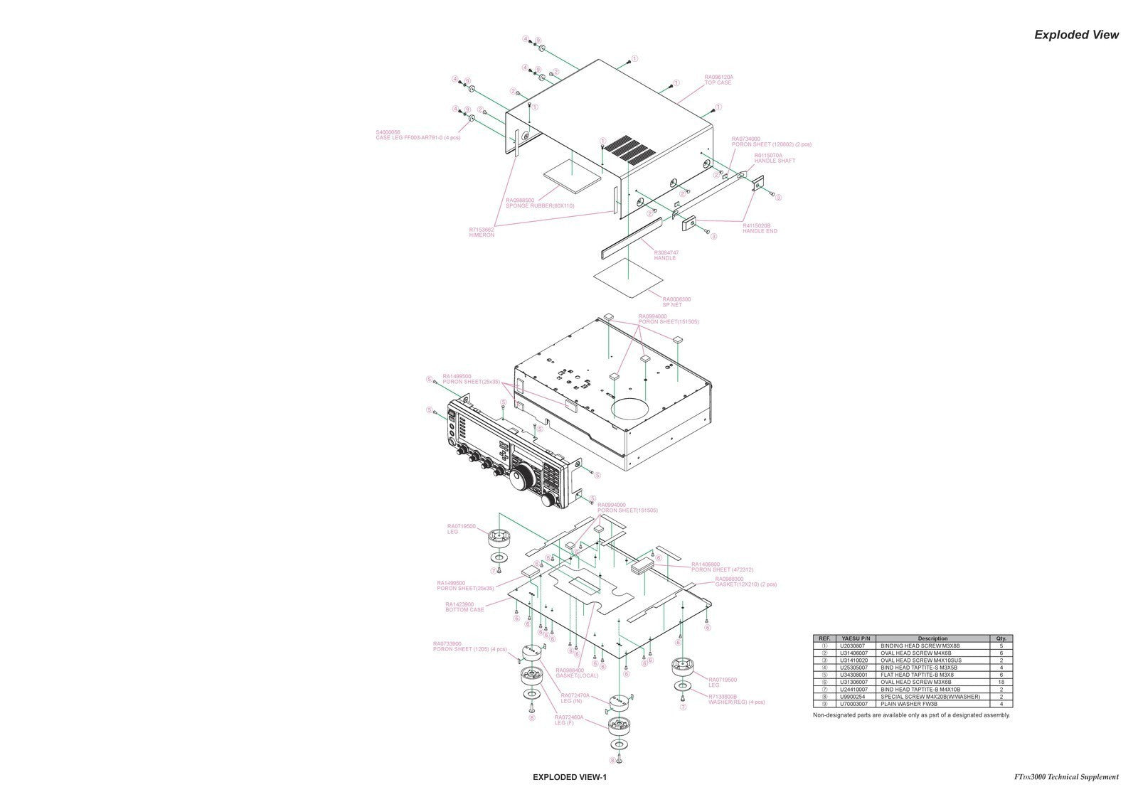 YAESU FT DX 3000 Transceiver Technical Supplement Manual BOUND, COVERS, FOLDOUTS