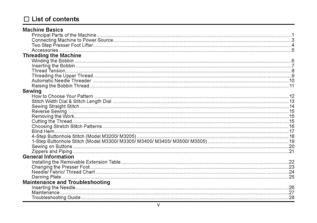 SINGER M3200 M3300 M3330 M3335 M3400 M3500 - M3505 Manual - Loop Bound, Covers!