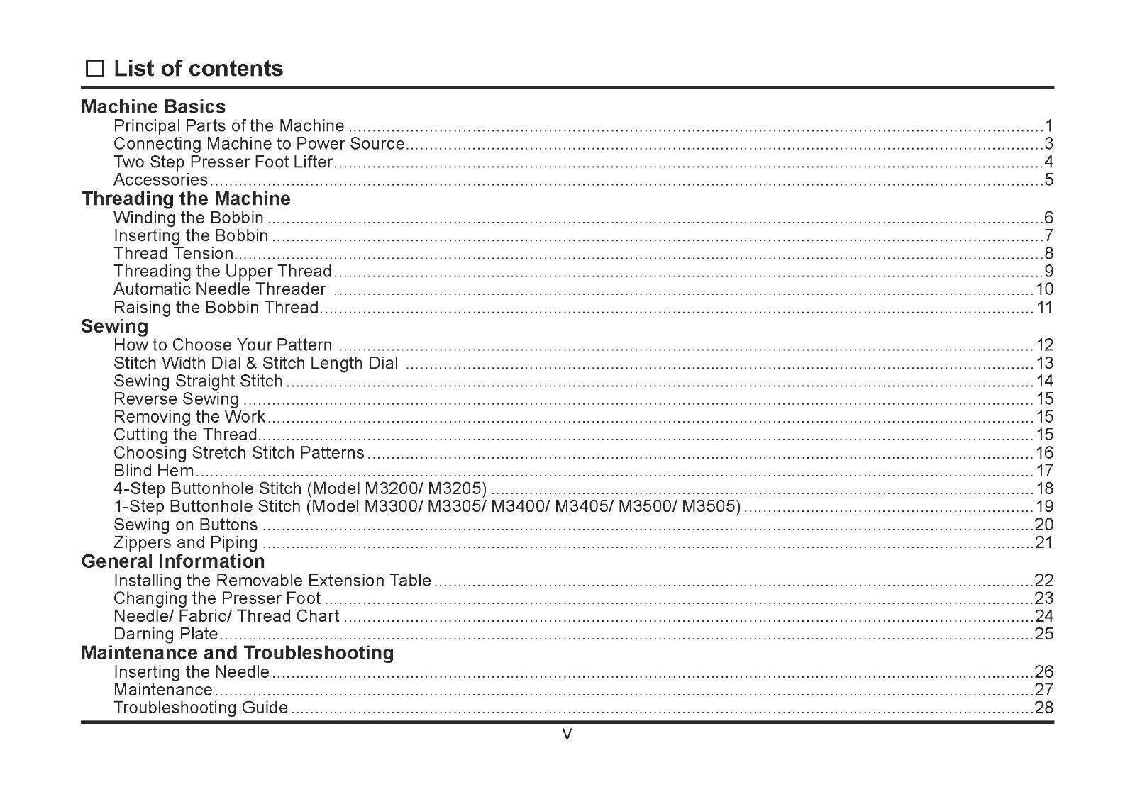SINGER M3200 M3300 M3330 M3335 M3400 M3500 - M3505 Manual - Loop Bound, Covers!