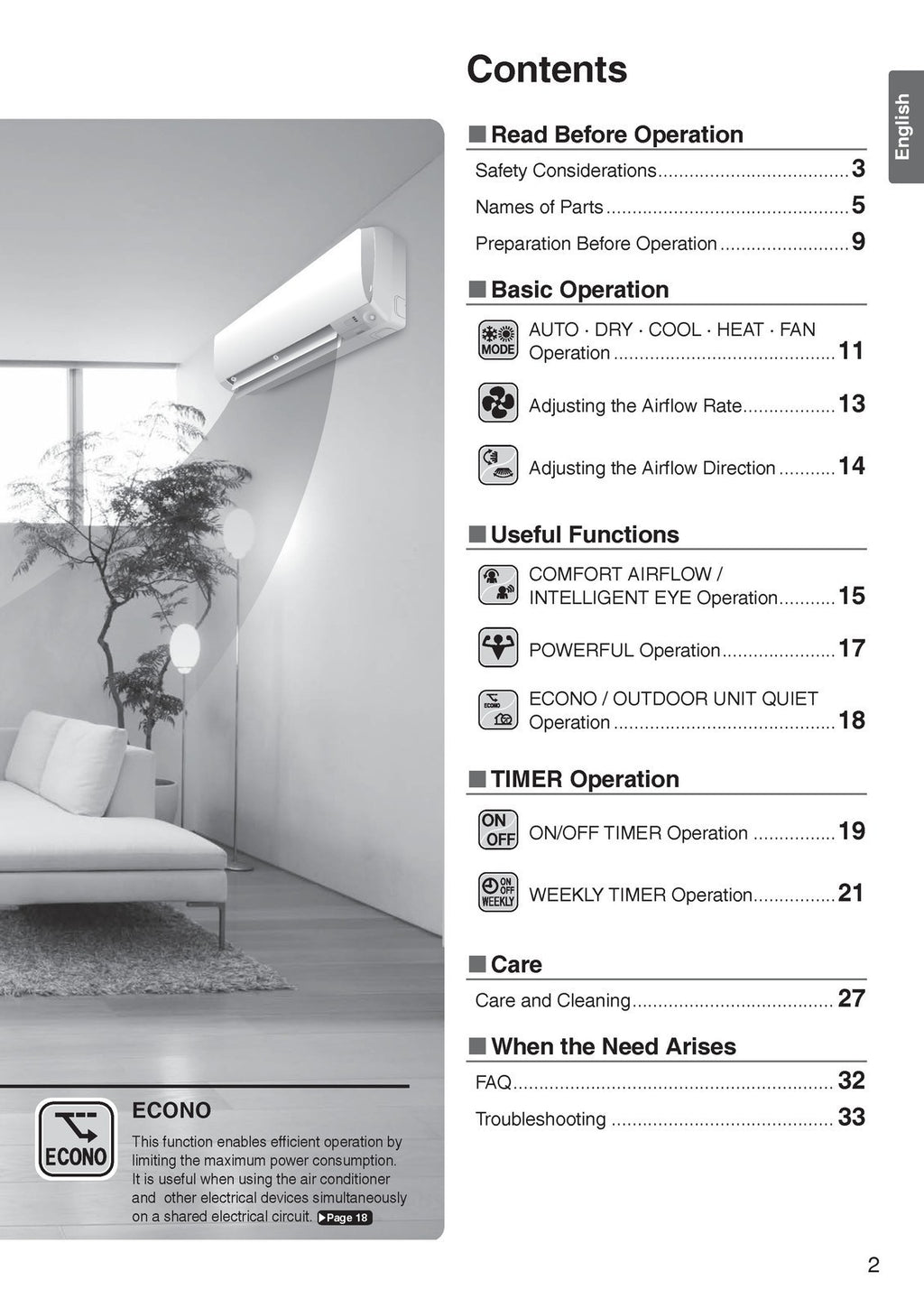 DAIKIN FTX18UVJU FTX24UVJU Air Conditioner Mini Split User Manual, BOUND, COVERS