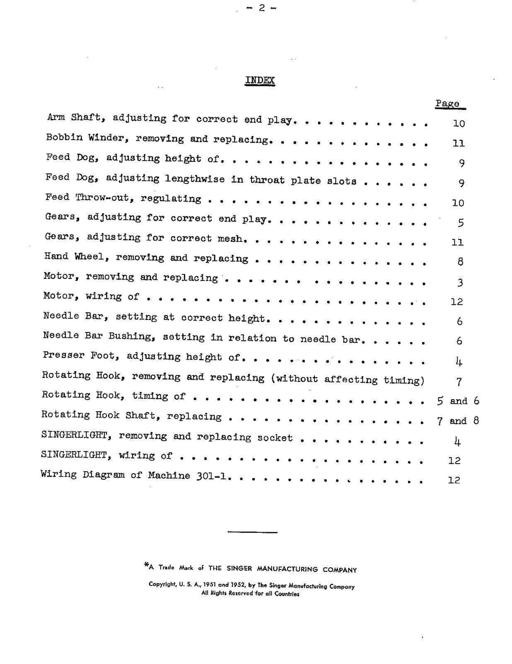 Singer 301 Adjusters Manual For Electric Sewing Machine - Tough Wire Binding
