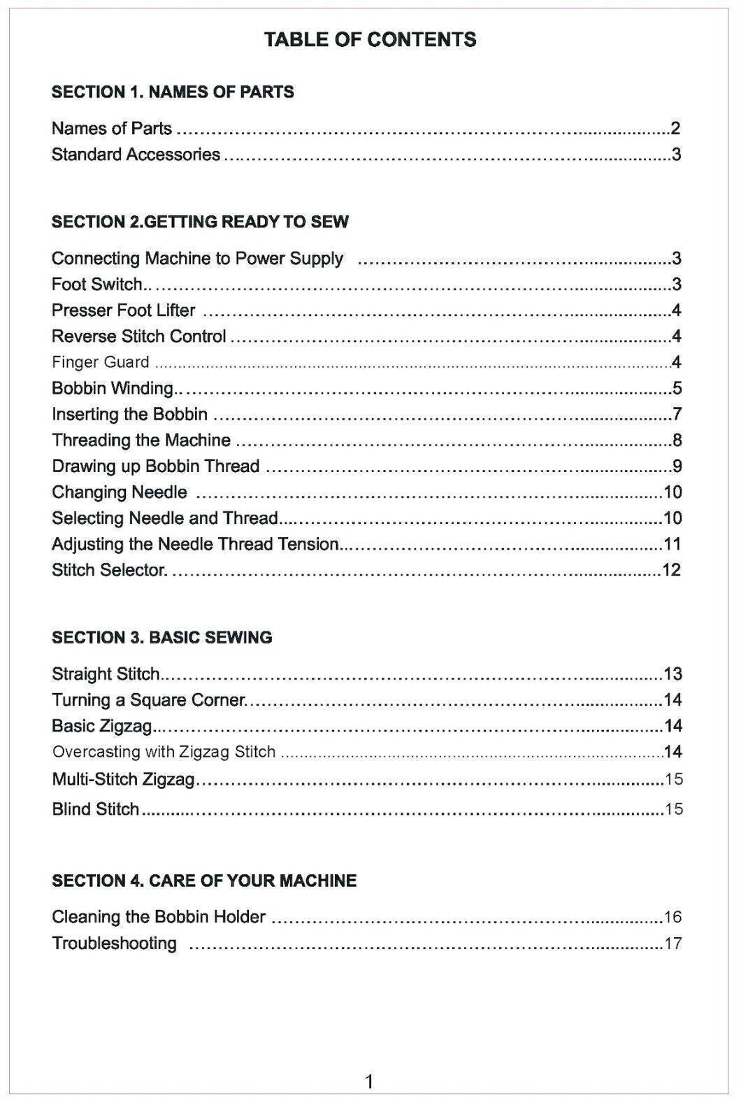 SINGER M1000 M1005 Sewing Machine User Manual Instructions for Use