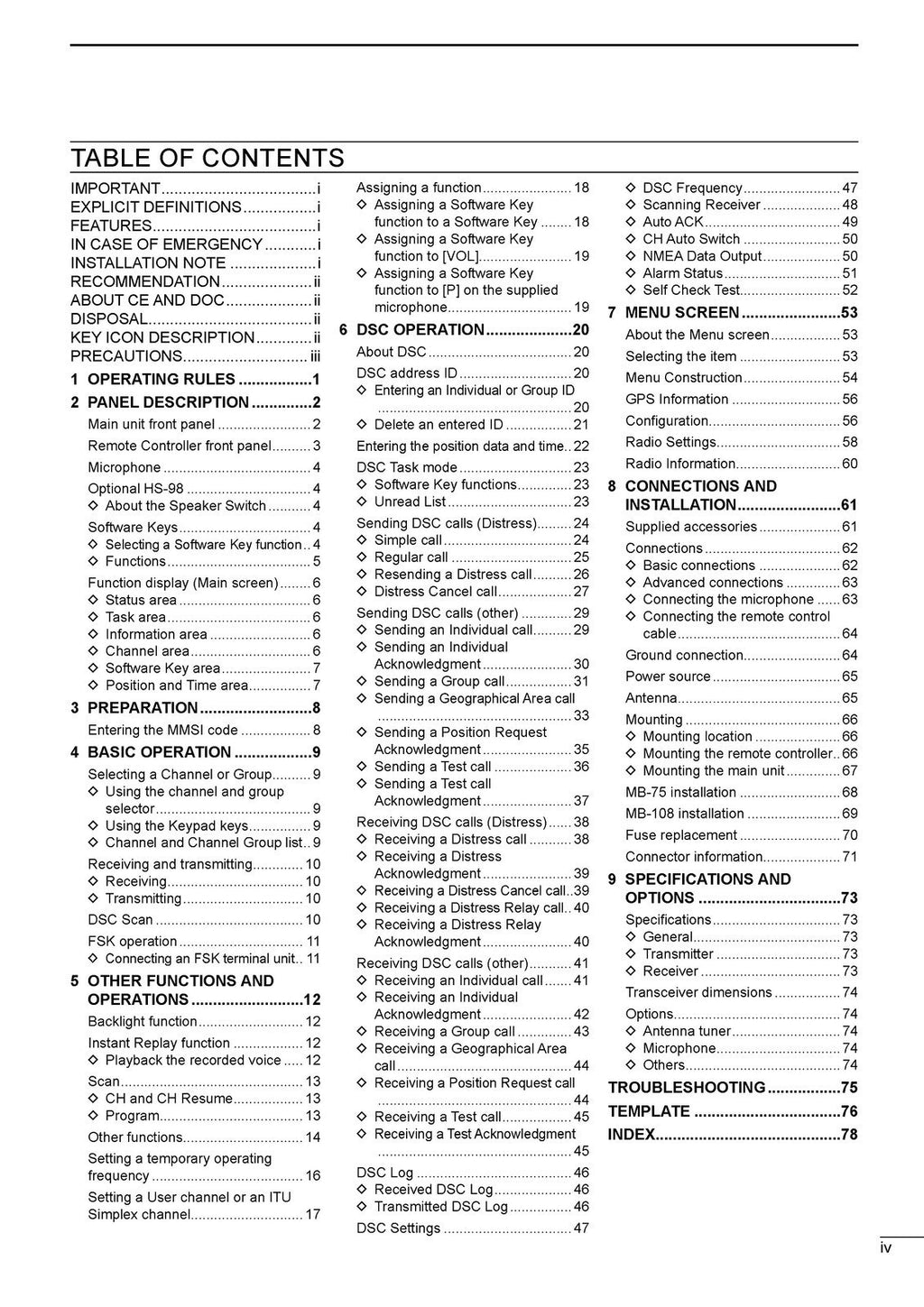 ICOM IC-M804 MARINE TRANSCEIVER INSTRUCTION MANUAL - WIRE BOUND - TOUGH COVERS