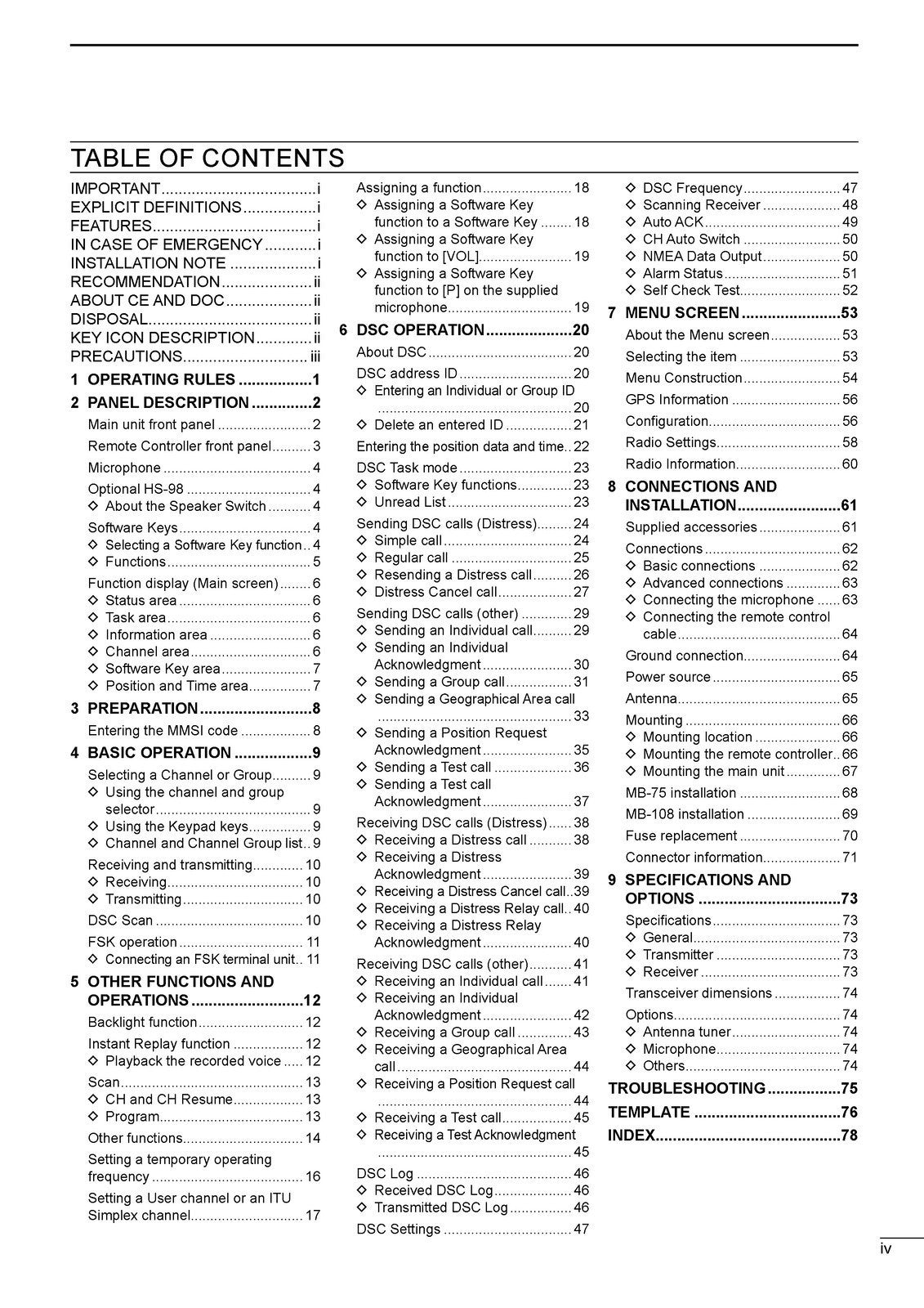 ICOM IC-M804 MARINE TRANSCEIVER INSTRUCTION MANUAL - WIRE BOUND - TOUGH COVERS