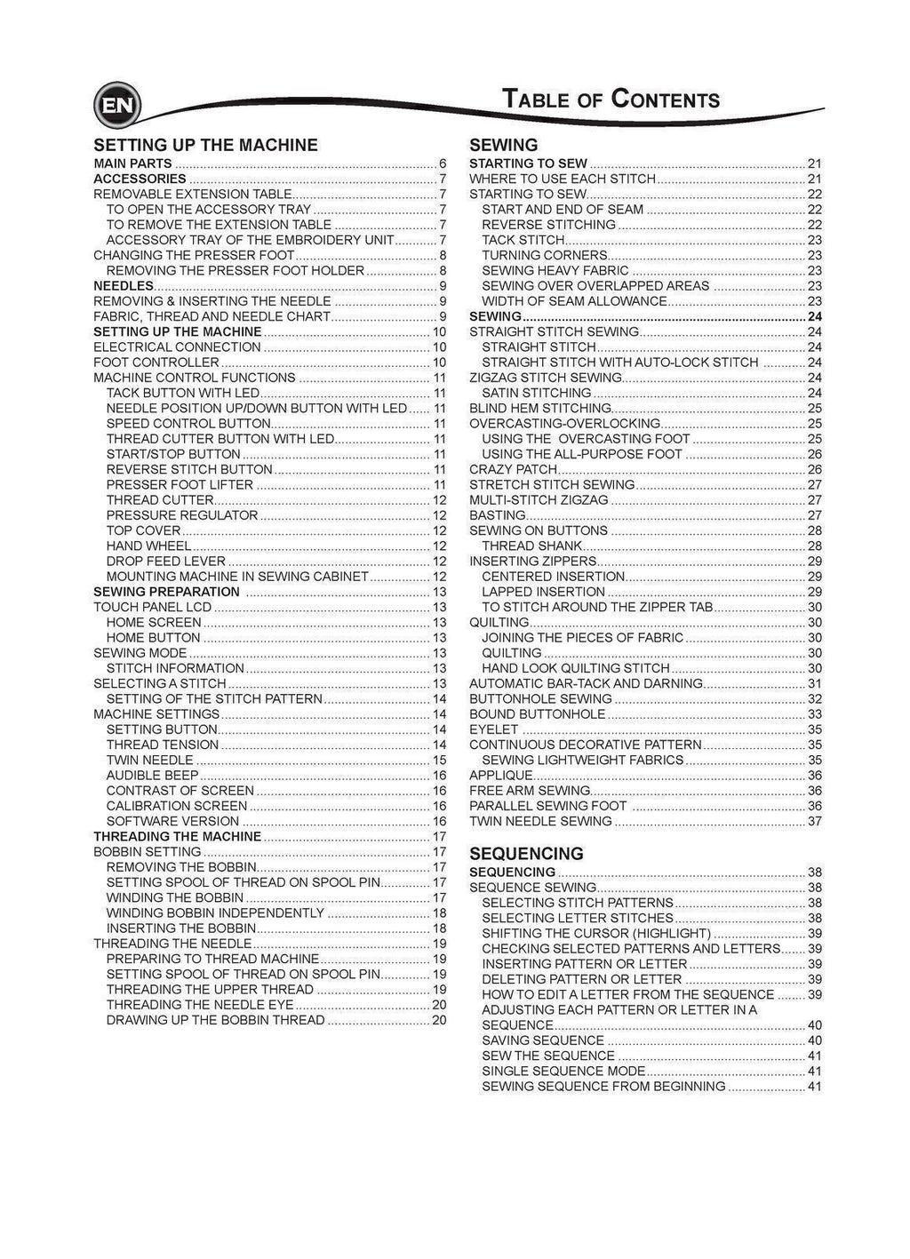SINGER SE300 SE340 LEGACY Sewing Machine User Manual Instruction Book, ENGLISH