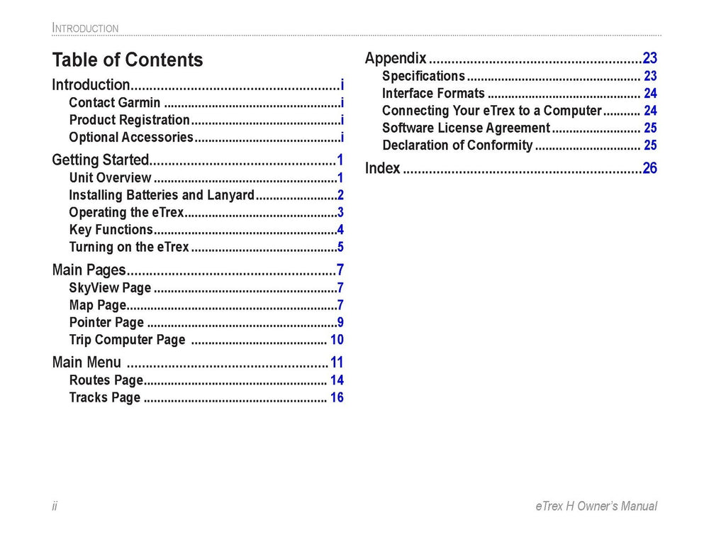 GARMIN eTrex H Personal Navigator Owners Manual - WIRE BOUND - TOUGH COVERS