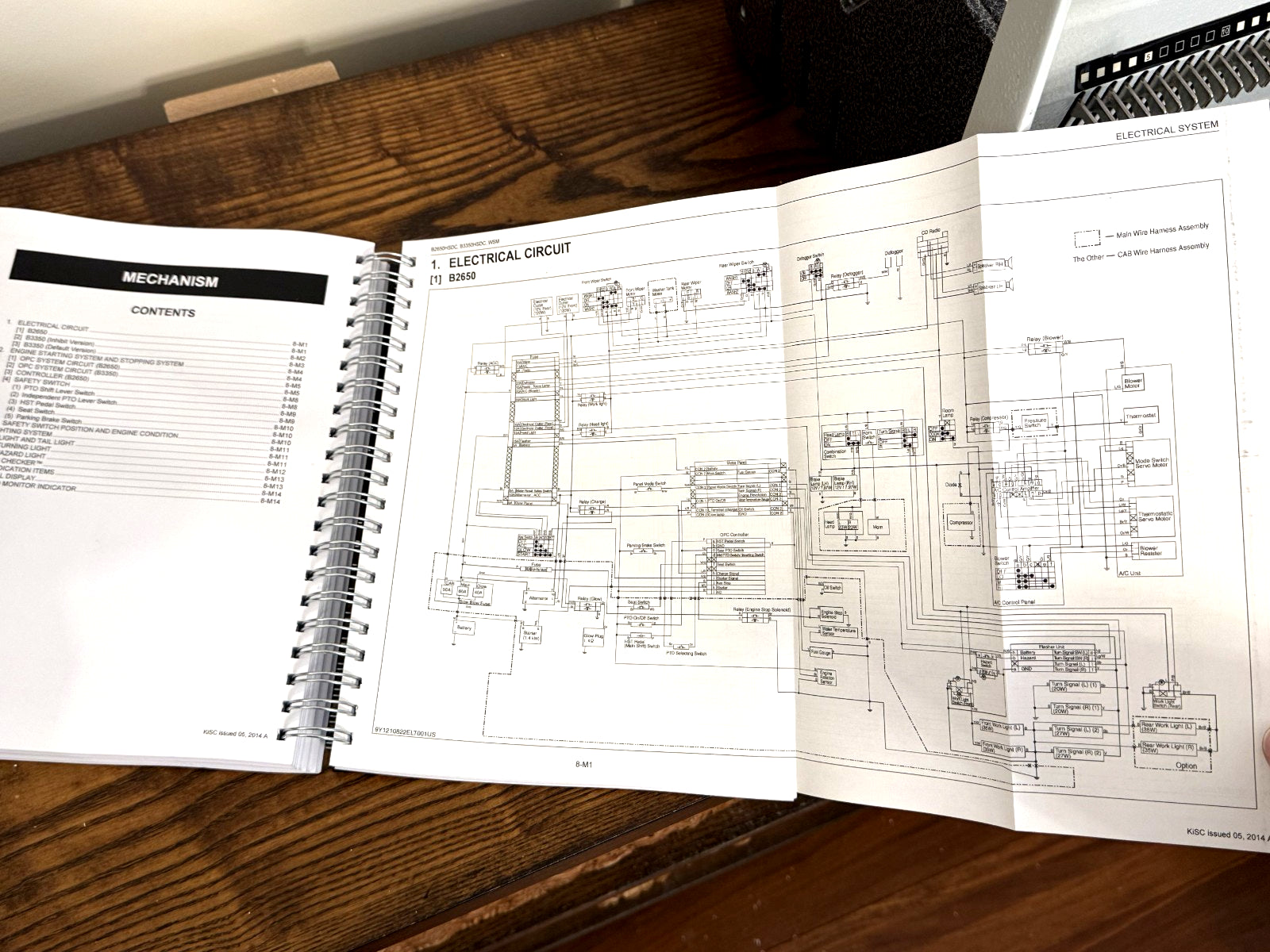 KUBOTA B2650 B3350 HSDC TRACTOR WORKSHOP MANUAL WIRE BOUND, COVERS, XL FOLDOUTS
