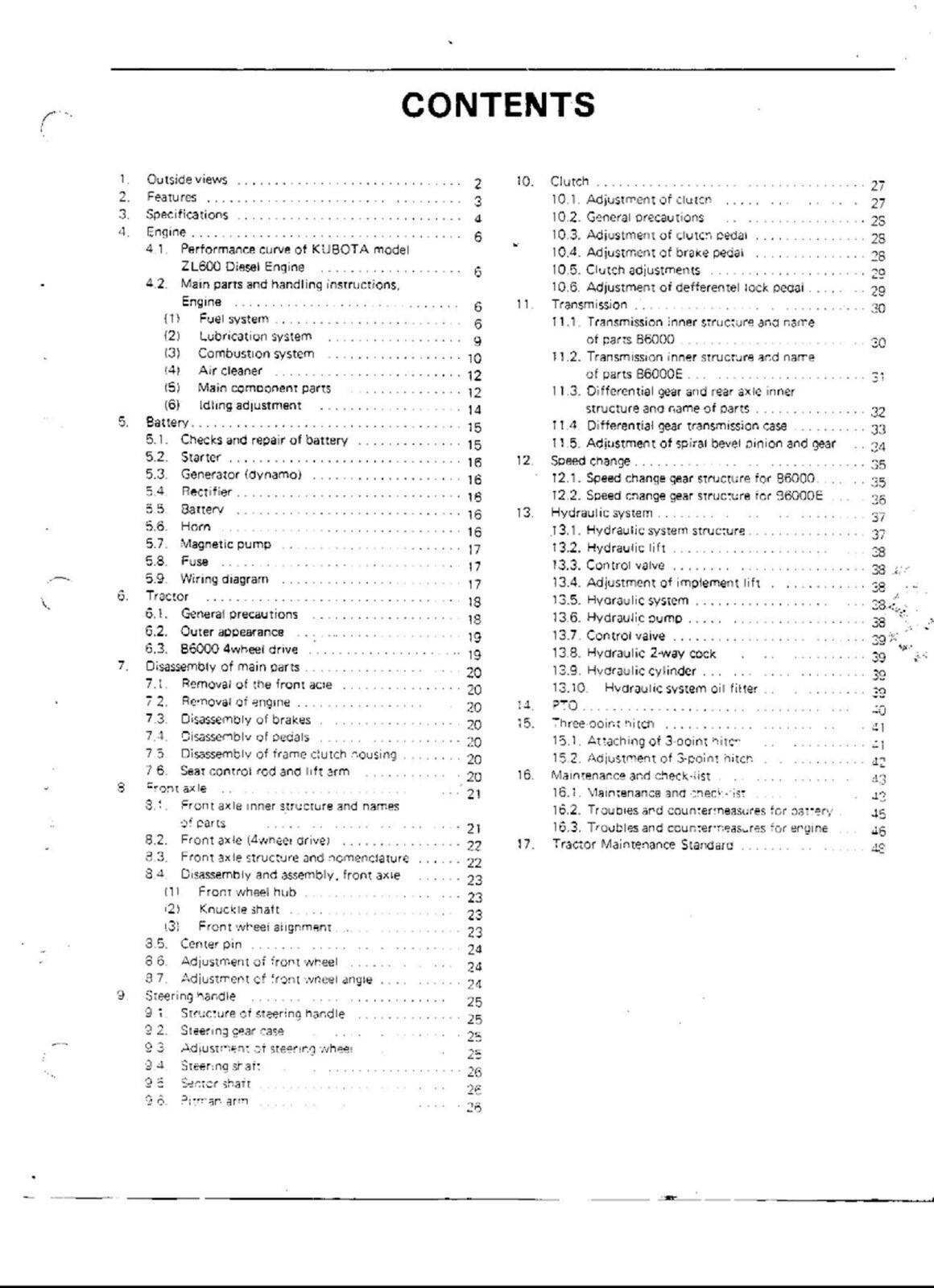 KUBOTA B6000 WORKSHOP SERVICE MANUAL - STEEL WIRE BOUND - PROTECTIVE COVERS