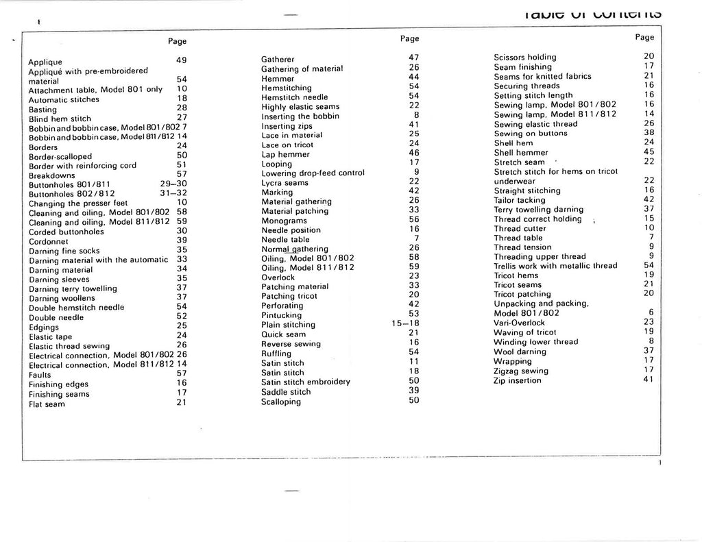 BERNINA 801 802 811 812 Sewing Machine Instruction Manual - WIRE BOUND - COVERS