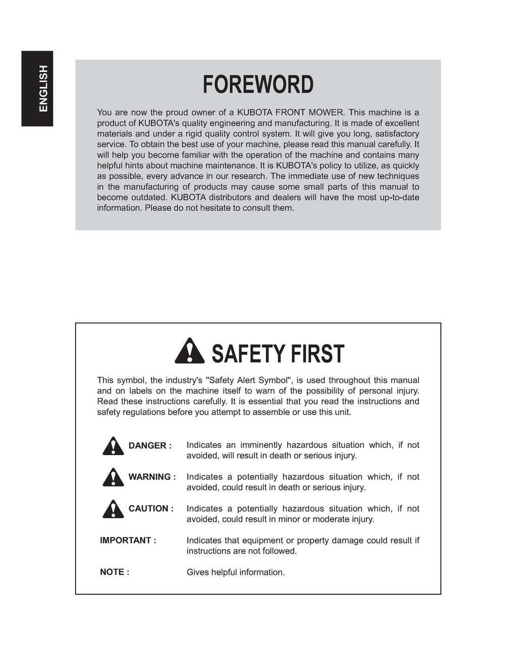 KUBOTA F2690E F2690 F3990 Mower Operators Manual - WIRE BOUND, TOUGH COVERS