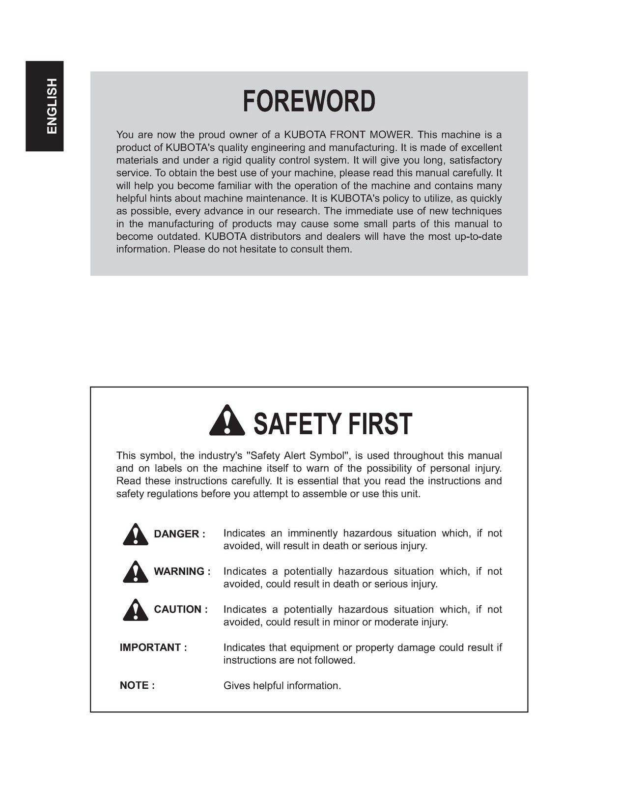 KUBOTA F2690E F2690 F3990 Mower Operators Manual - WIRE BOUND, TOUGH COVERS