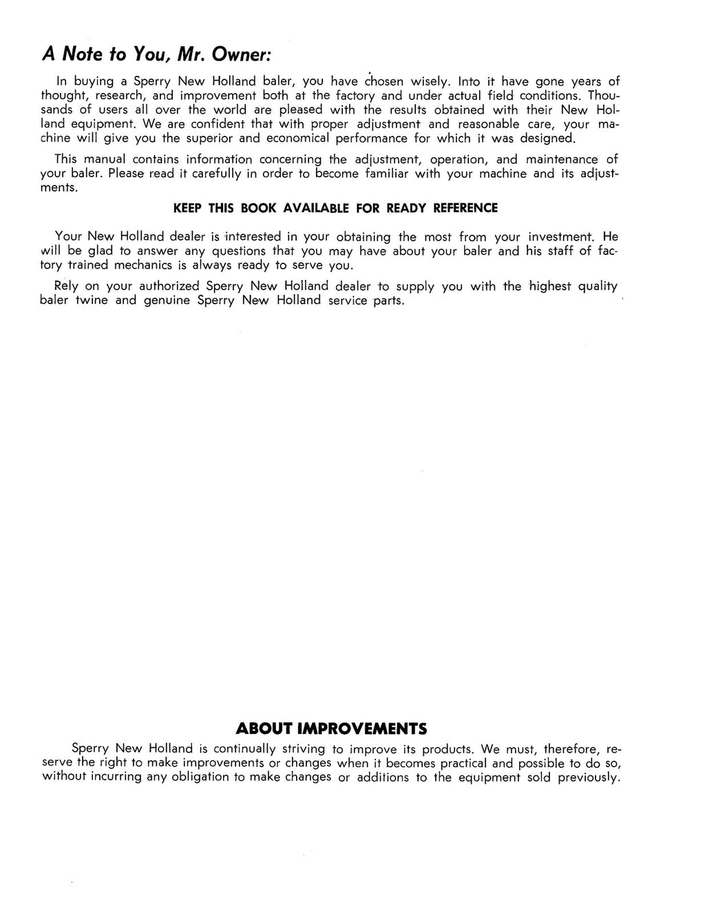 NEW HOLLAND Hayliner 273 Owners Manual - STEEL WIRE BOUND - TOUGH COVERS