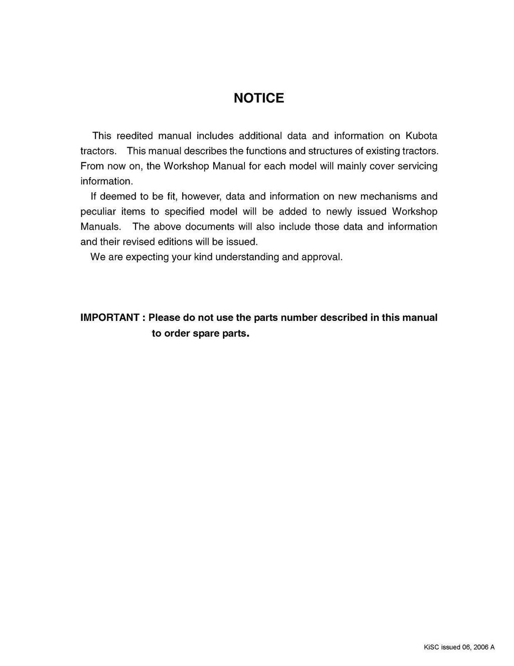 KUBOTA ALL TRACTORS GENERAL MECHANISM WORKSHOP MANUAL - STEEL WIRE BOUND